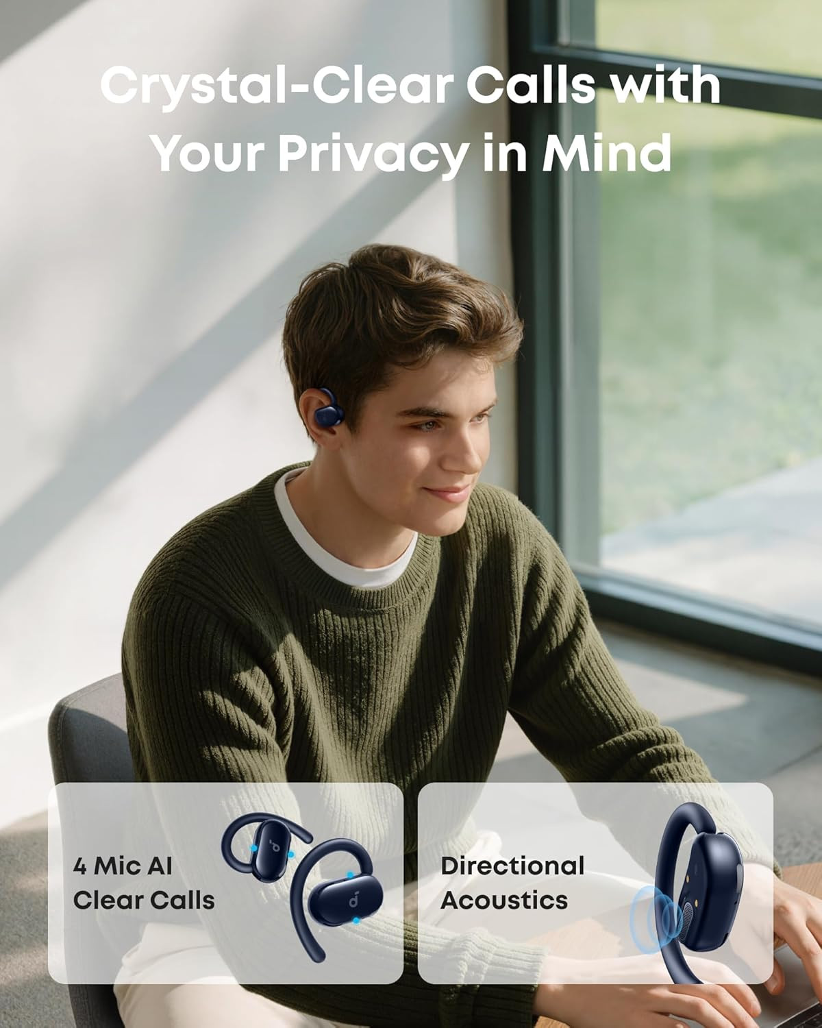 Soundcore V20I by Open-Ear Headphones, Adjustable Ear Hooks, Ultra-Comfort, Snu