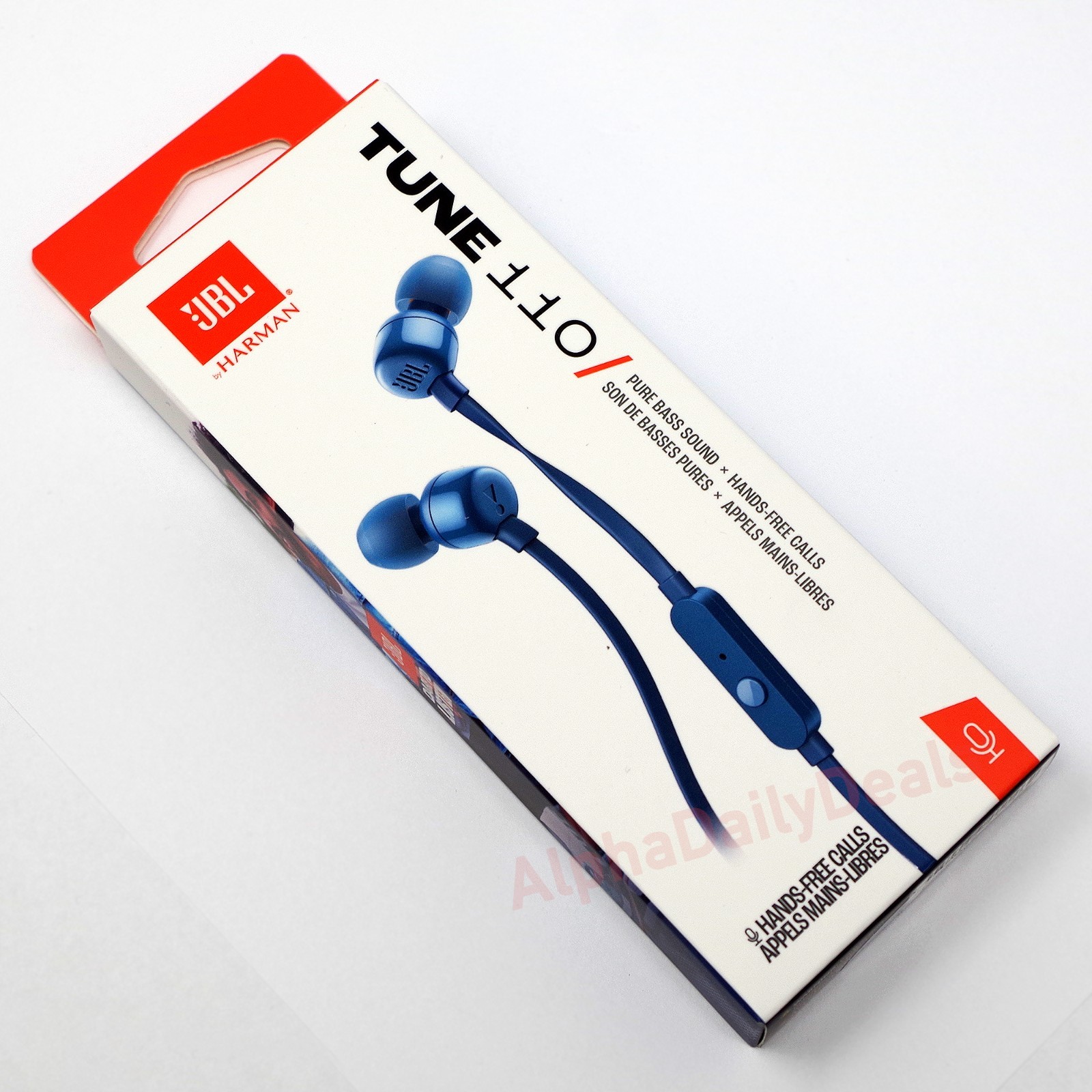 JBL TUNE 110 Wired Earbuds Stereo In-Ear Headphones with Mic Blue Pure Bass