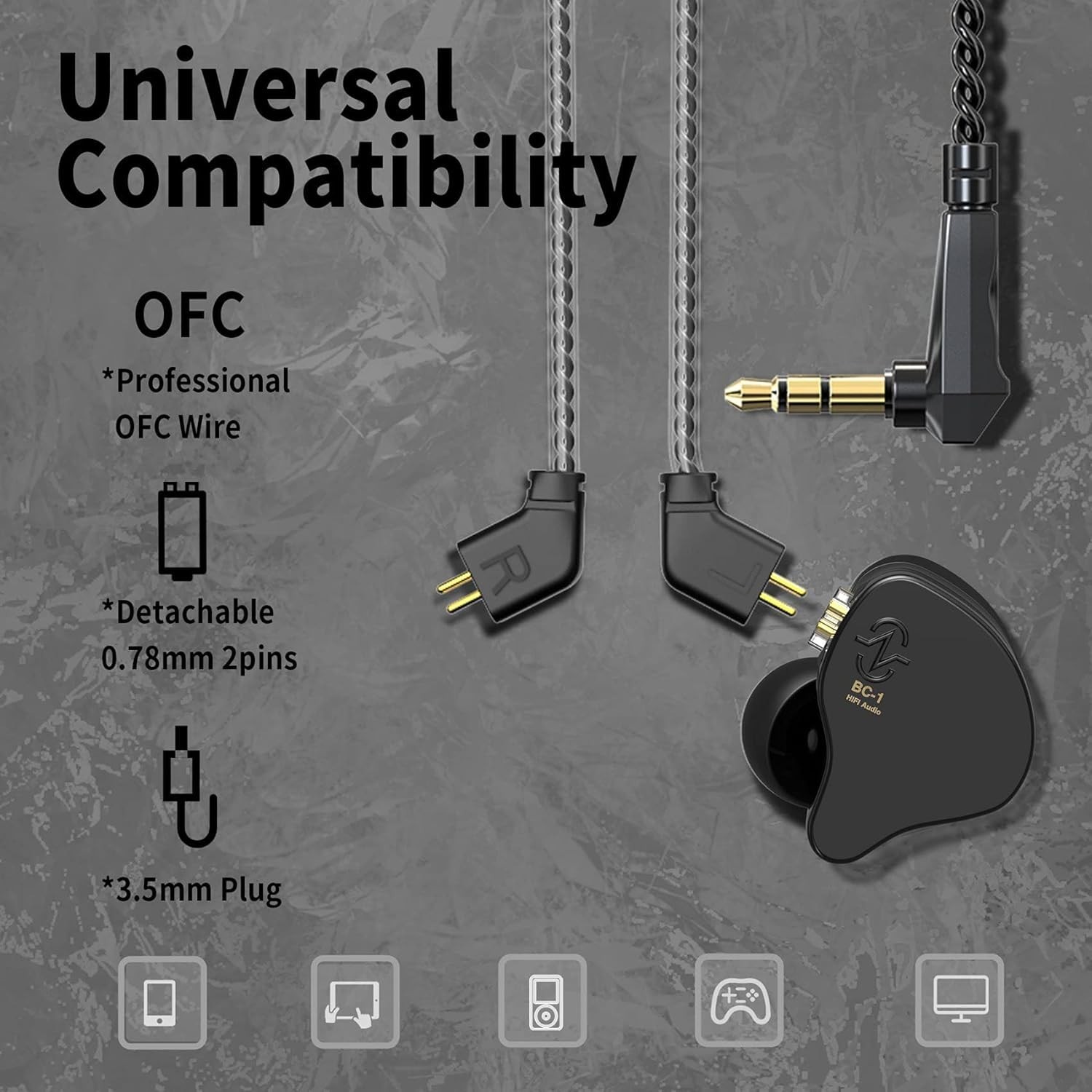 Comfortable CCZ Melody Clear Black Earbuds: Perfect for On-Stage and Studio Use