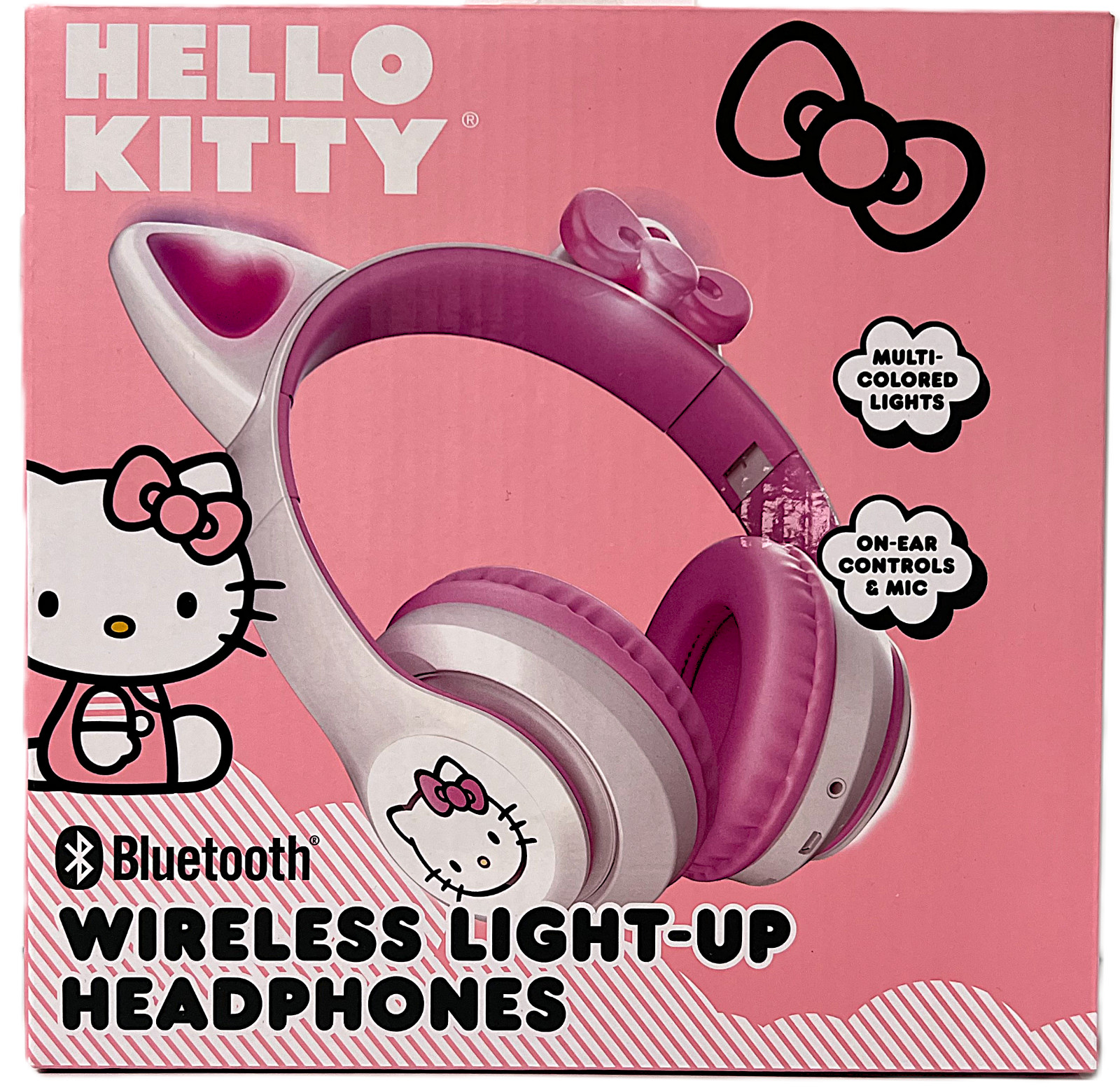 Hello Kitty Wireless Light Up Headphones Bluetooth White and Pink Sanrio NIB