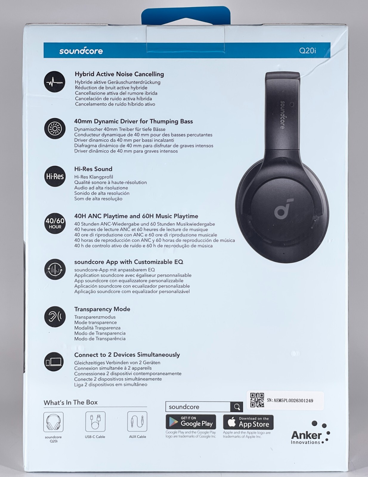 Soundcore by Anker Q20i Hybrid Active Noise Cancelling Headphones (Sealed)