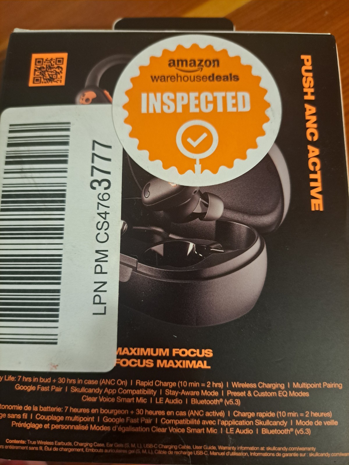 New Skullcandy Push ANC Active in-Ear Wireless Earbuds, 58 Hr Battery, IP67