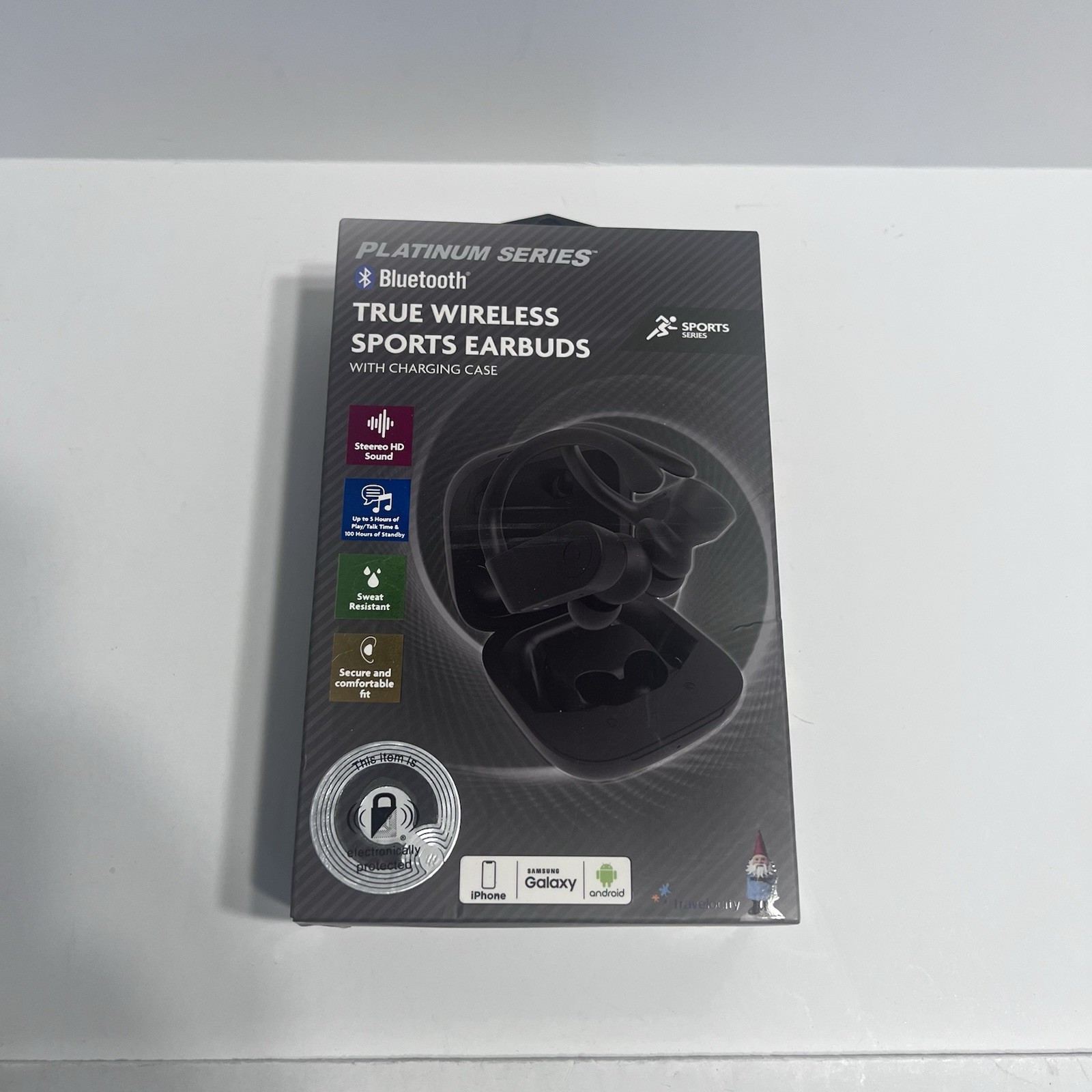 Travelocity True Wireless Sports Earbuds Bluetooth w/ Charging Case Black