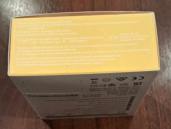 NEW (Open Box) EarFun Air True Wireless Earbuds IPX7 Has 4 Mics Runs 35 Hours +