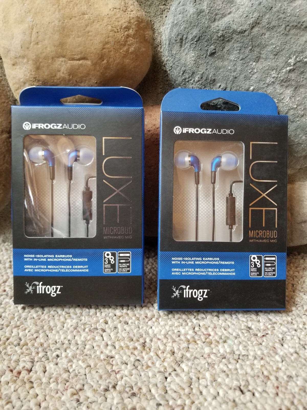 NEW iFROGZ Audio Luxe Microbud Noise Isolating Earbuds In-Line Microphone 2 Pair