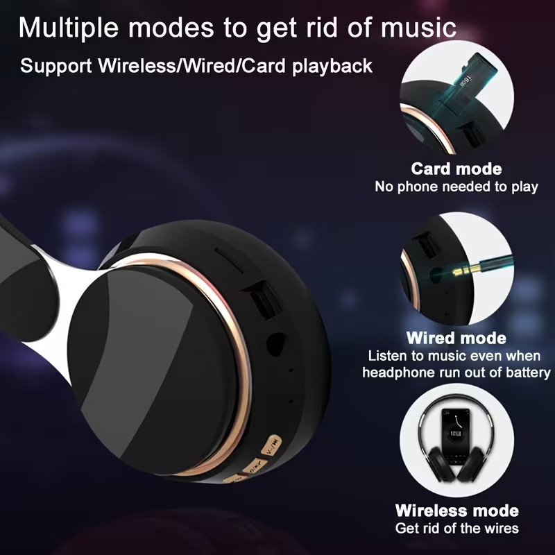 Wireless Headphone Bluetooth Over Ear Foldable Stereo Headsets XBASS