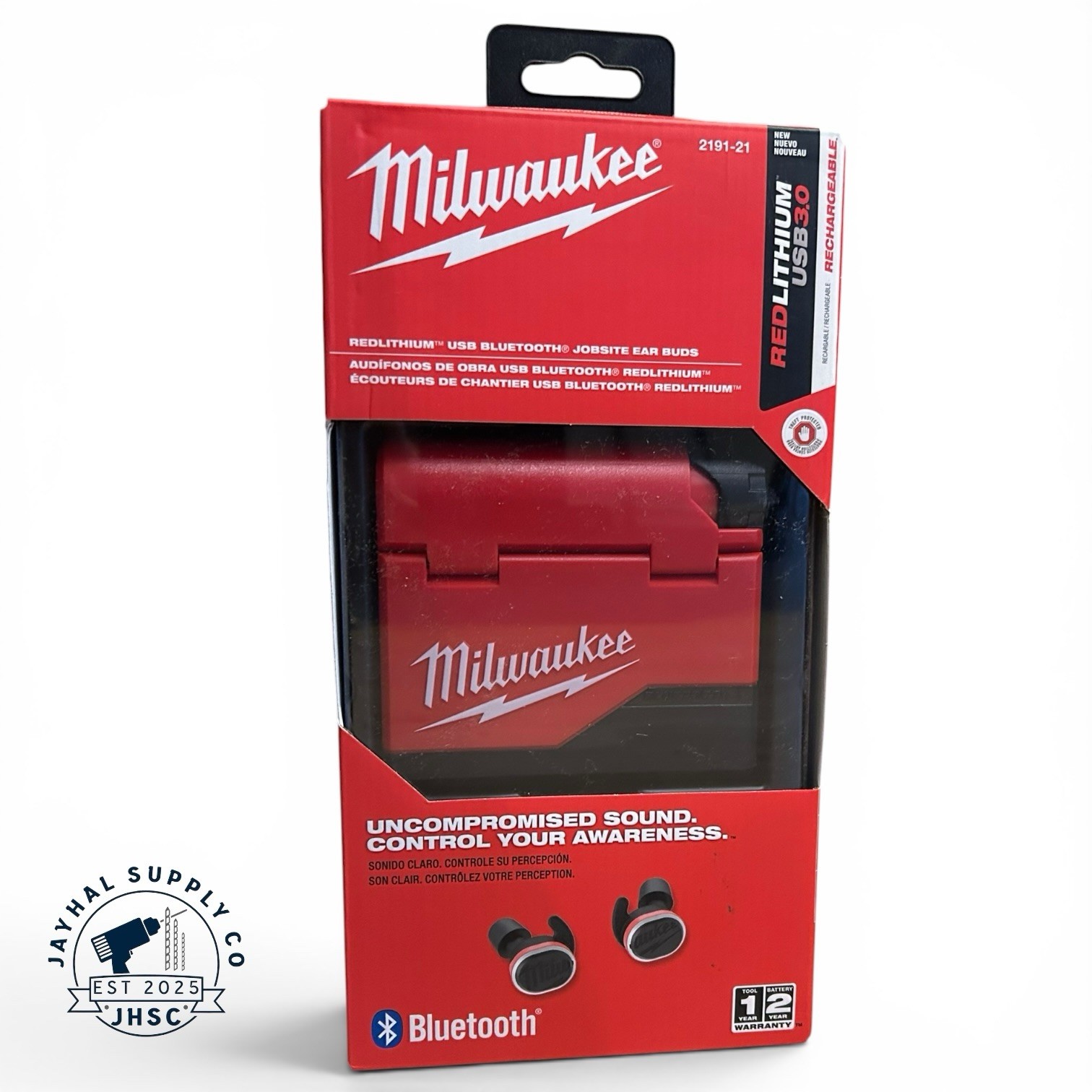 Milwaukee 2191-21 Red Lithium USB Bluetooth Jobsite Ear Buds