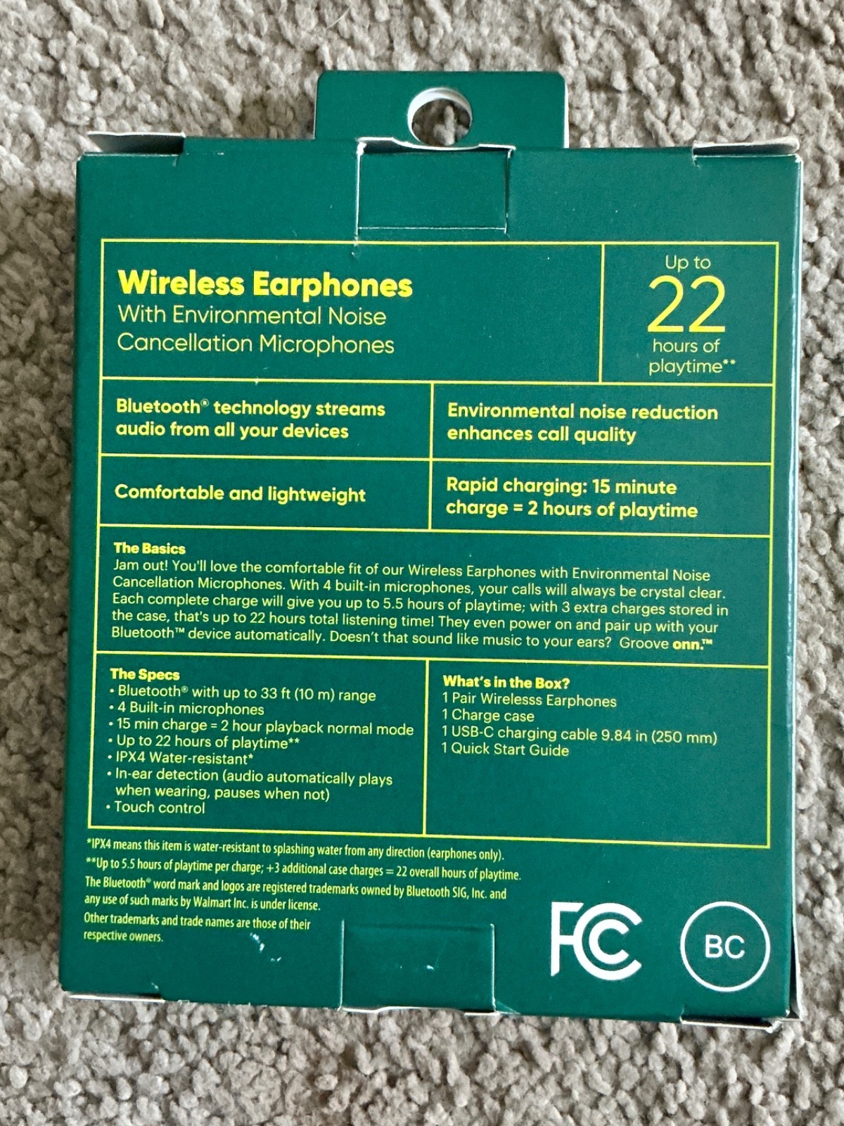 Groove Onn. Wireless Earphones IPX4 Splash-Proof 22 hours playtime