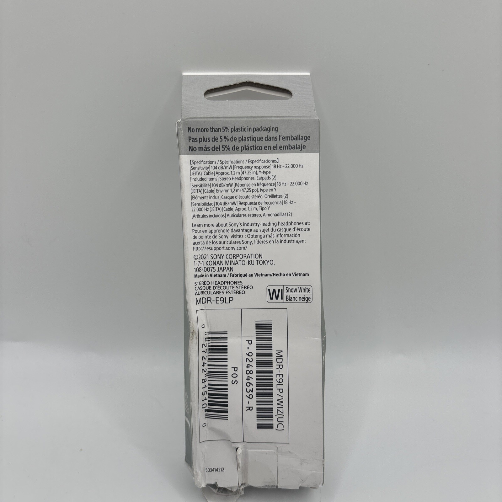 Sony MDRE9LP 3.5mm Jack In Ear Headphones – White