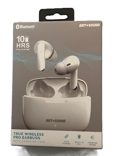 Art + Sound True Wireless Pro Earbuds, Color: White. Bluetooth 10 hours playtime