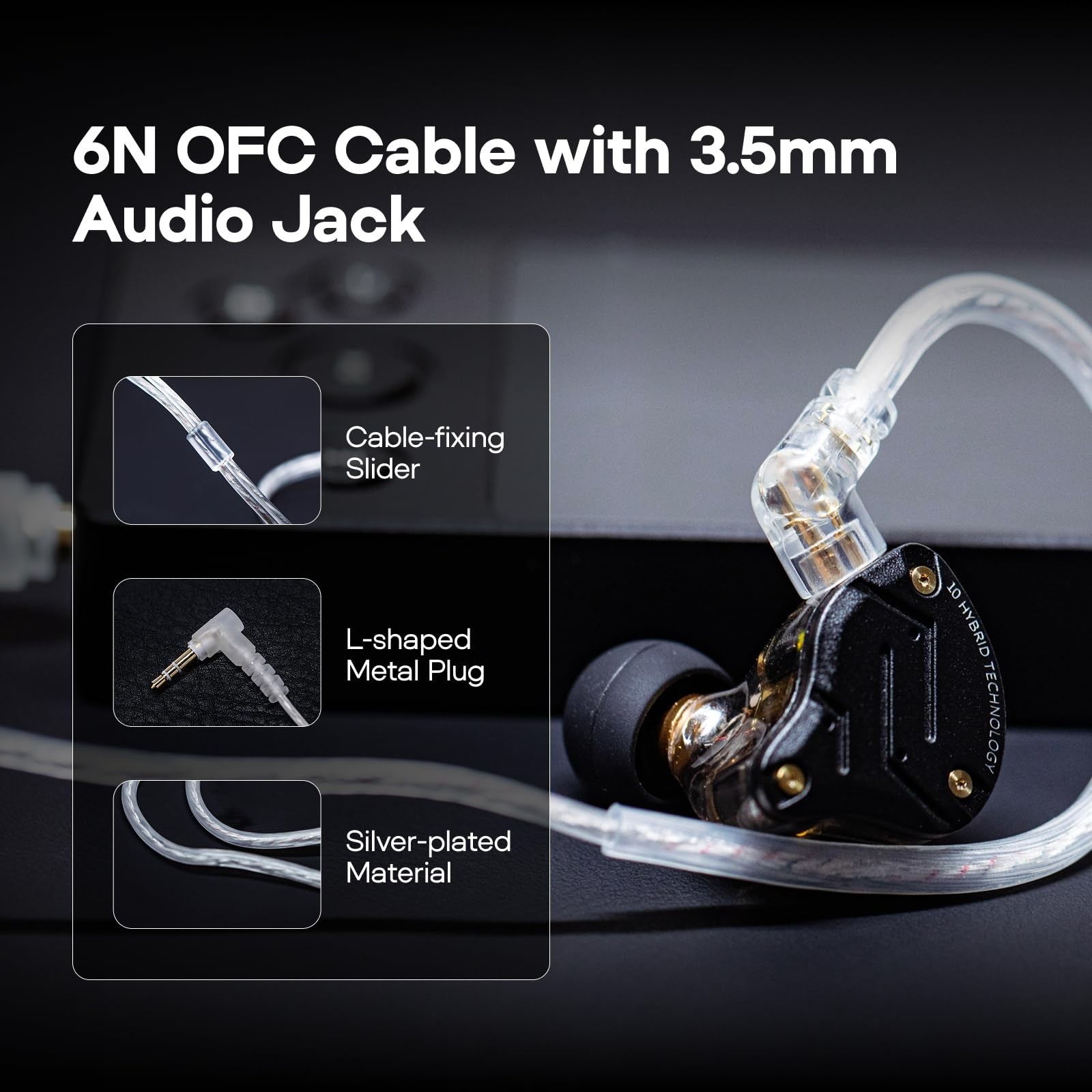 High-Performance 5 Driver In-Ear Monitors, HiFi Wired Gaming Earbuds, Hybrid IEM