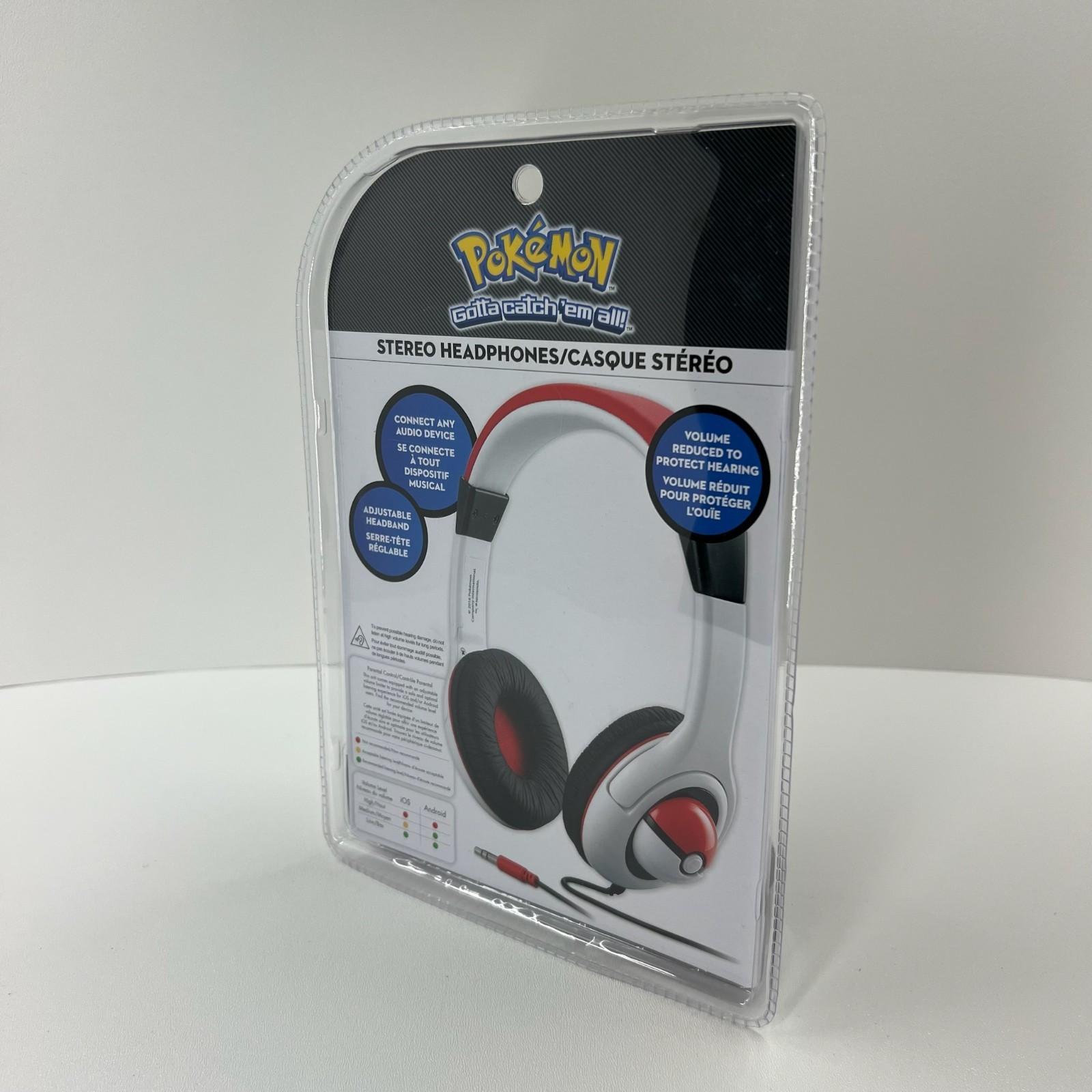 eKids Pokemon Pikachu Wired Over Ear Kids Stereo Headphones Adjustable Red White