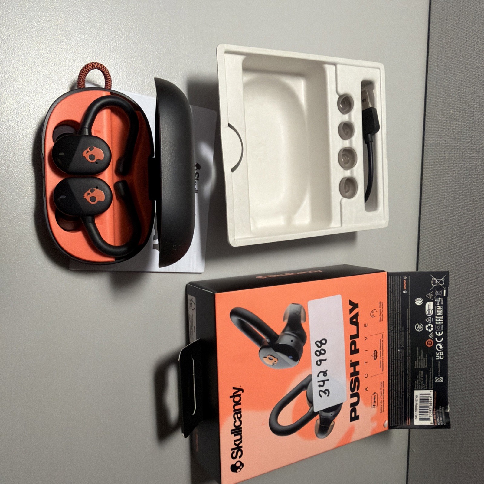 Skullcandy Push Play Active True Wireless Over-Ear Hanger Earbuds (Black/Orange)