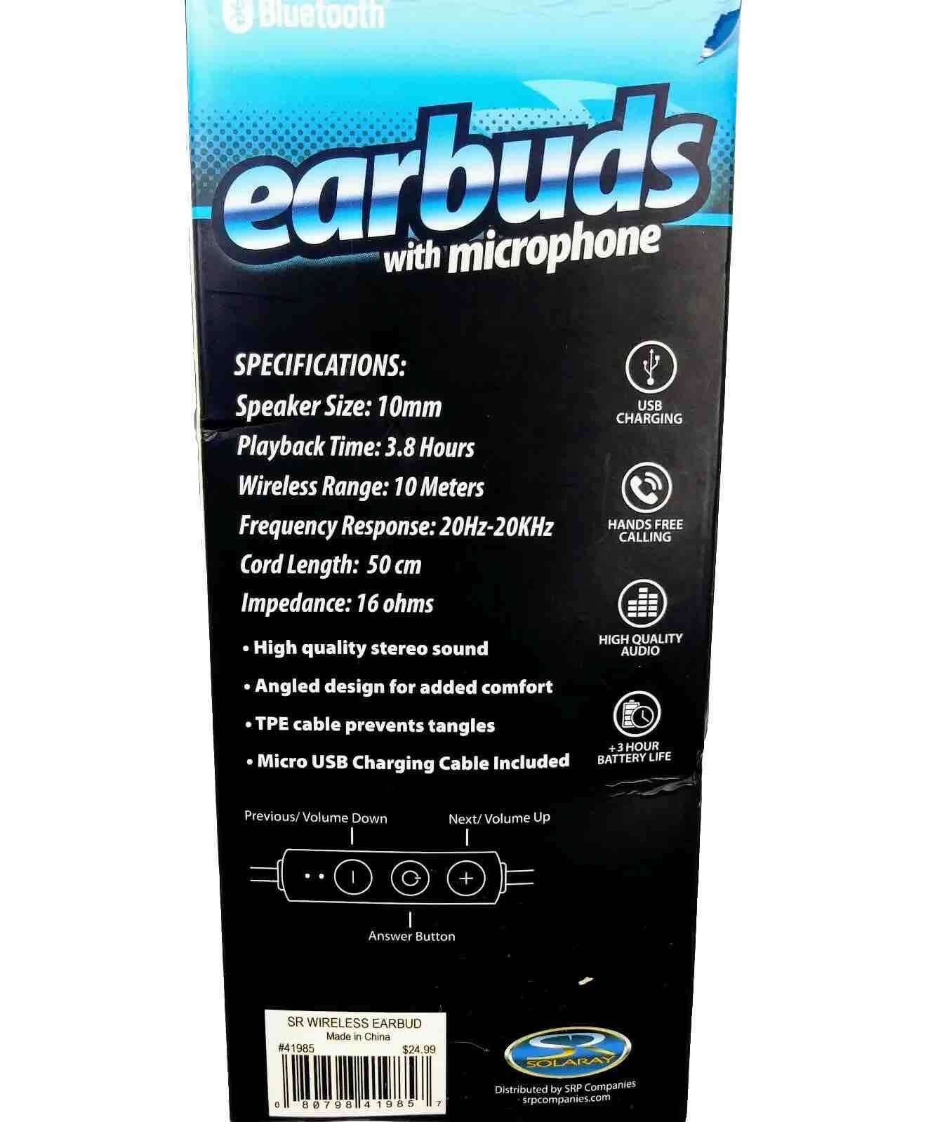 SOLARAY Bluetooth WIRELESS Range in-earbuds white open box New