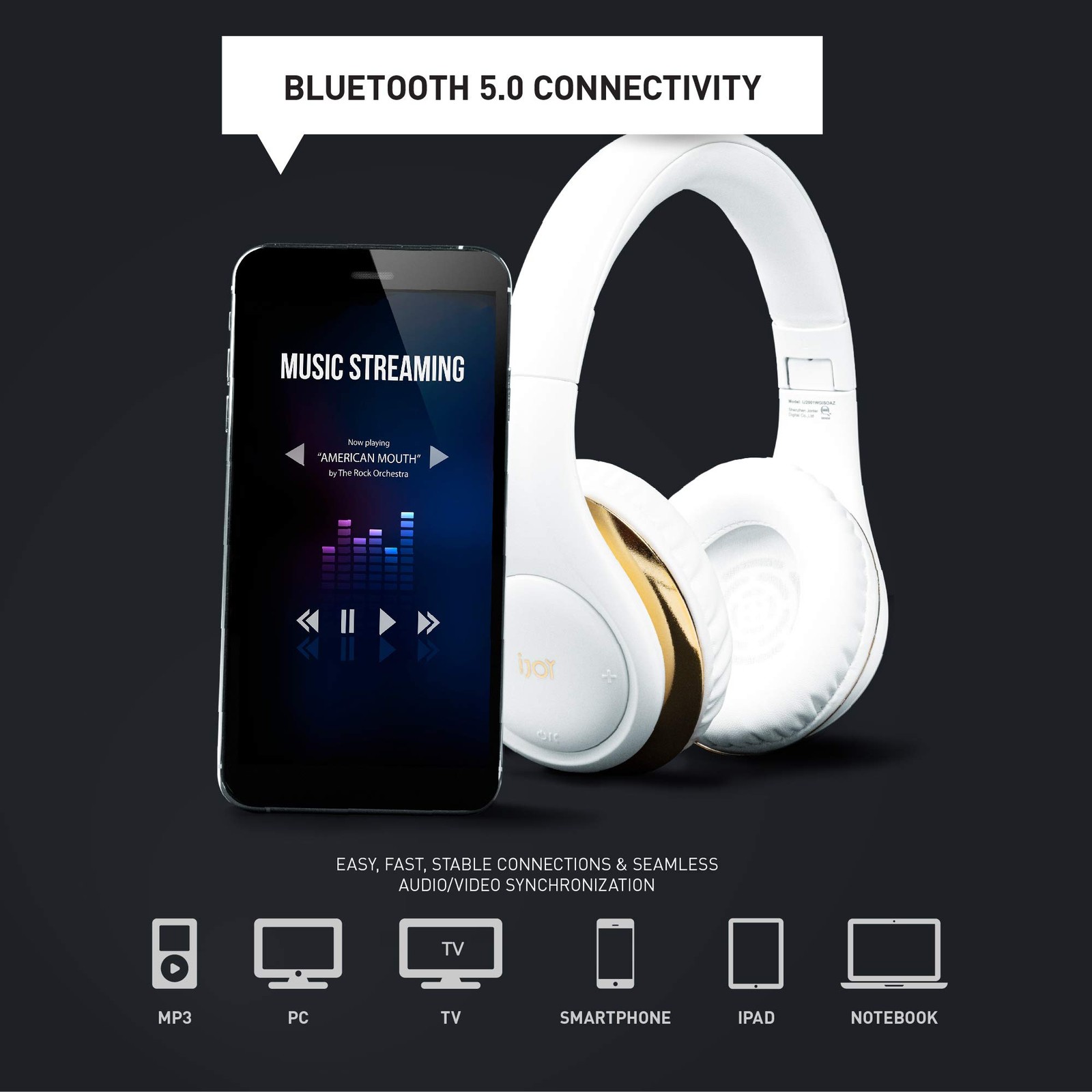 ISO Bluetooth 5.0 Wireless Over Ear Foldable Stereo Headphones with 30 Hours …