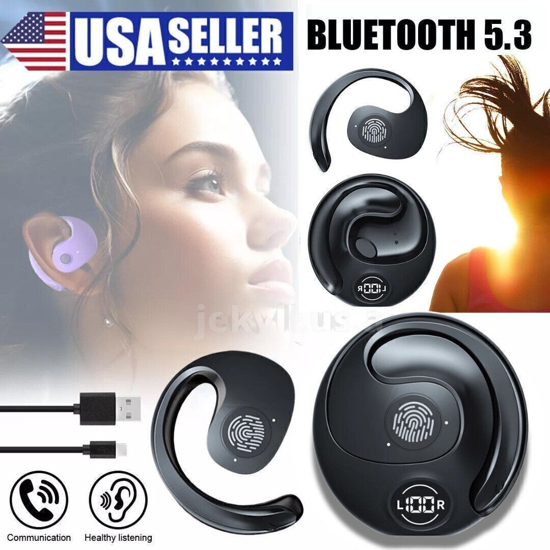 Ear Hook Mini Bluetooth 5.3 Headset TWS Earphones Earbuds Stereo Bass Headphones