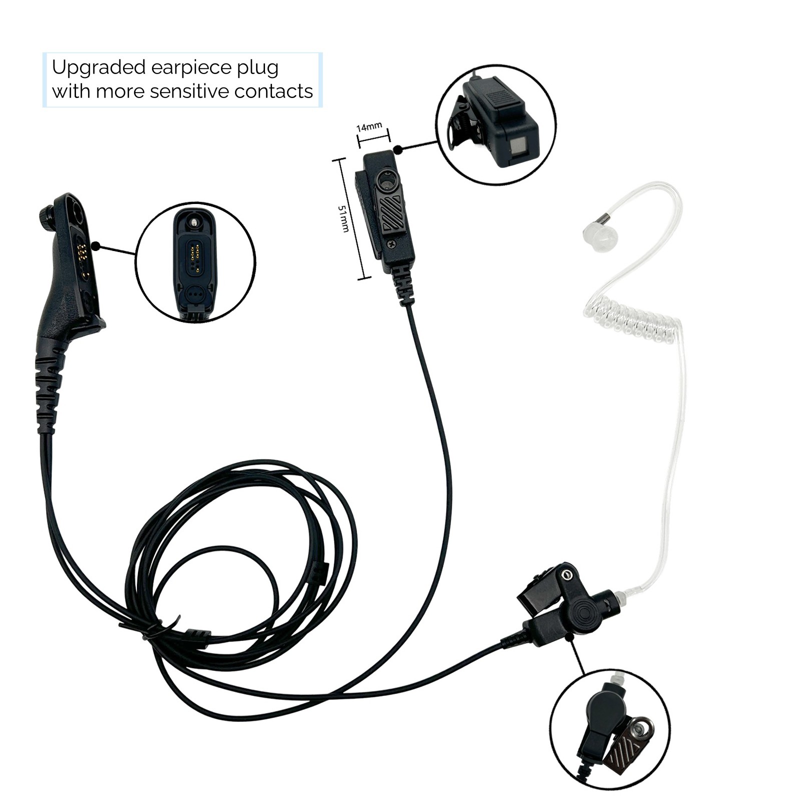 10x 2-Wire Earpiece Earphone for XPR6550 XPR6350 XPR7550 APX6500 APX7000 APX8000