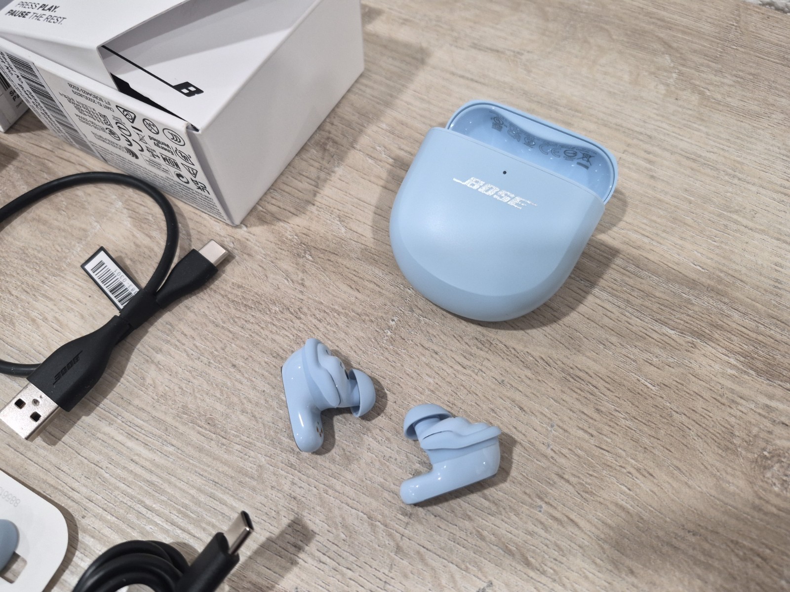 Bose QuietComfort Ultra Wireless Noise Cancelling In-Ear Earbuds Moonstone Blue