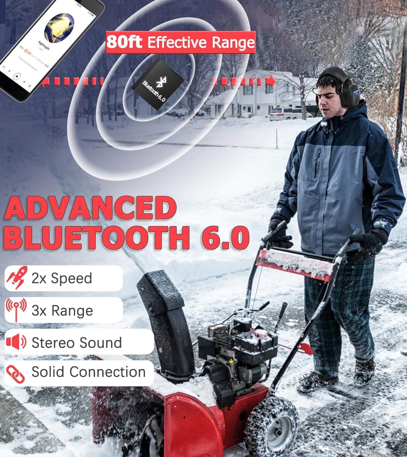 037 Bluetooth 6.0 Hearing Protection & 30dB Noise Reduction Ear Muffs – Black