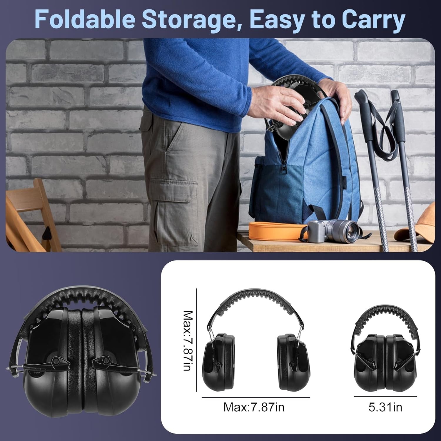 2 Pack 34dB Noise Canceling Earmuffs Hearing Protection Shooting Mowing Work PPE