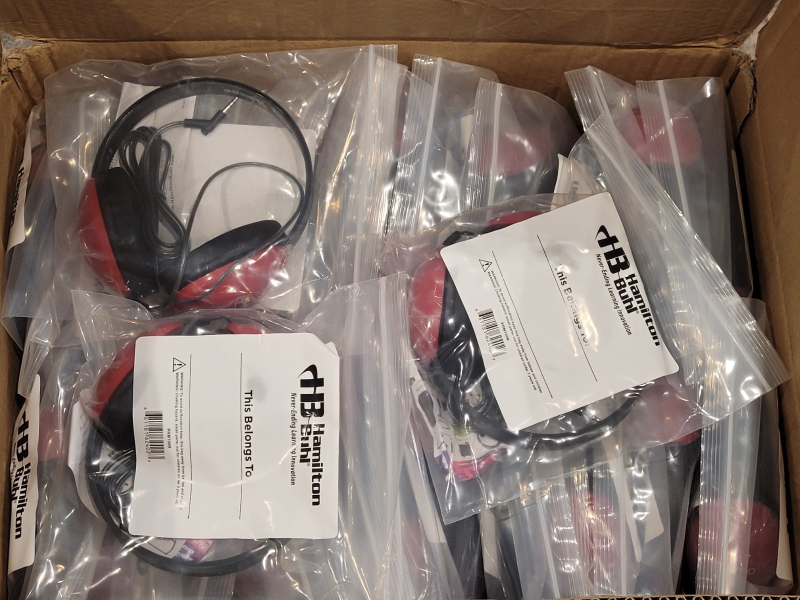 6 Pack Of Hamilton Buhl Primo Stereo Headphones – Red (PRM100R) Brand New