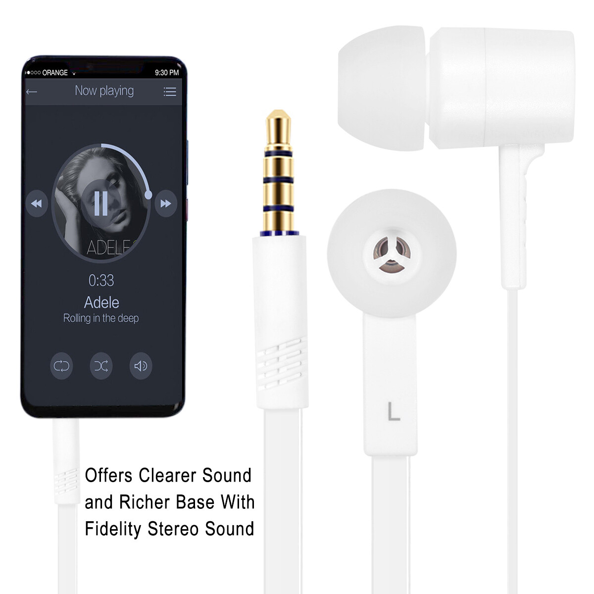 Magnetic in-Ear Headphones 24K Gold-Plated 3.5mm Wired Earbuds For iPad, Mac