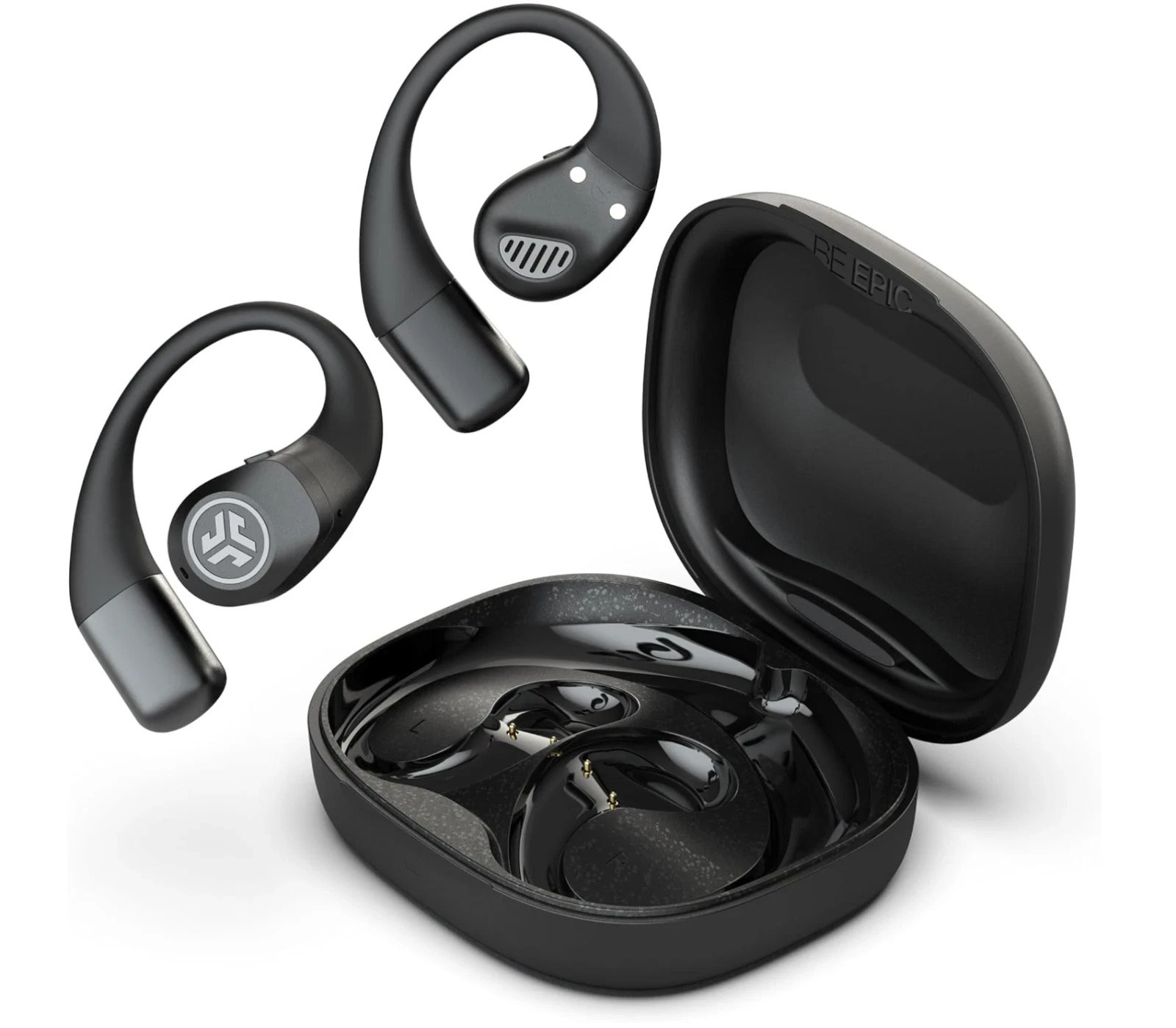 JLab Epic Open Sport Earbuds Black Bluetooth Open-Ear Used Tested