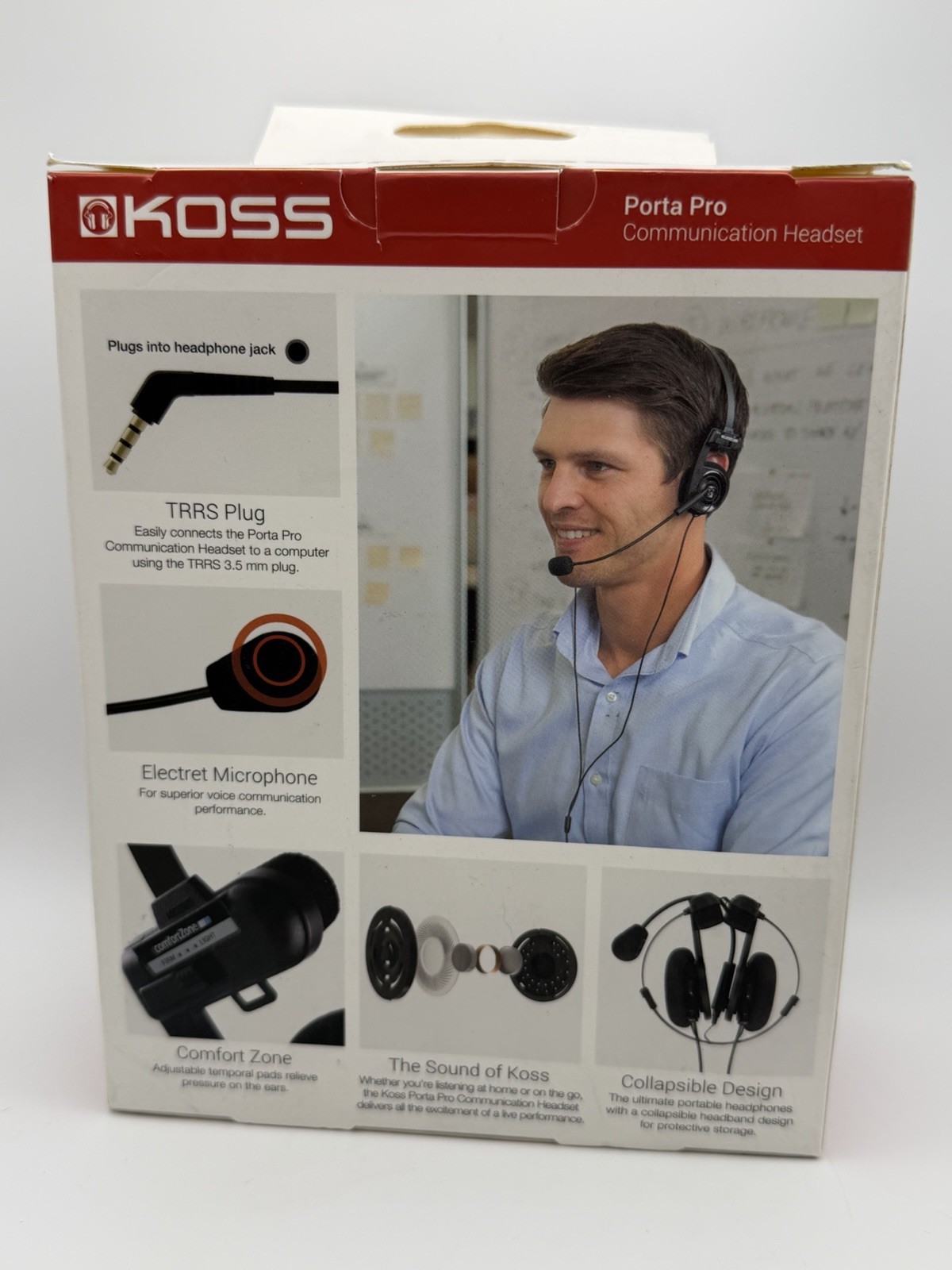 Koss Porta Pro Black On-Ear Headphones, Retro Style, Collapsible Design, Case In