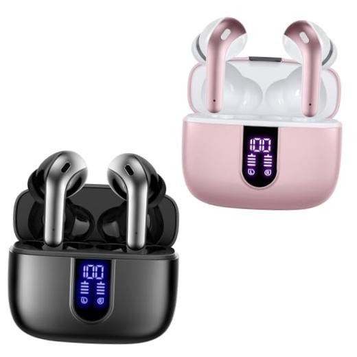2 Sets X08 Pink and Black Bluetooth Headphones True Wireless Earbuds 60H