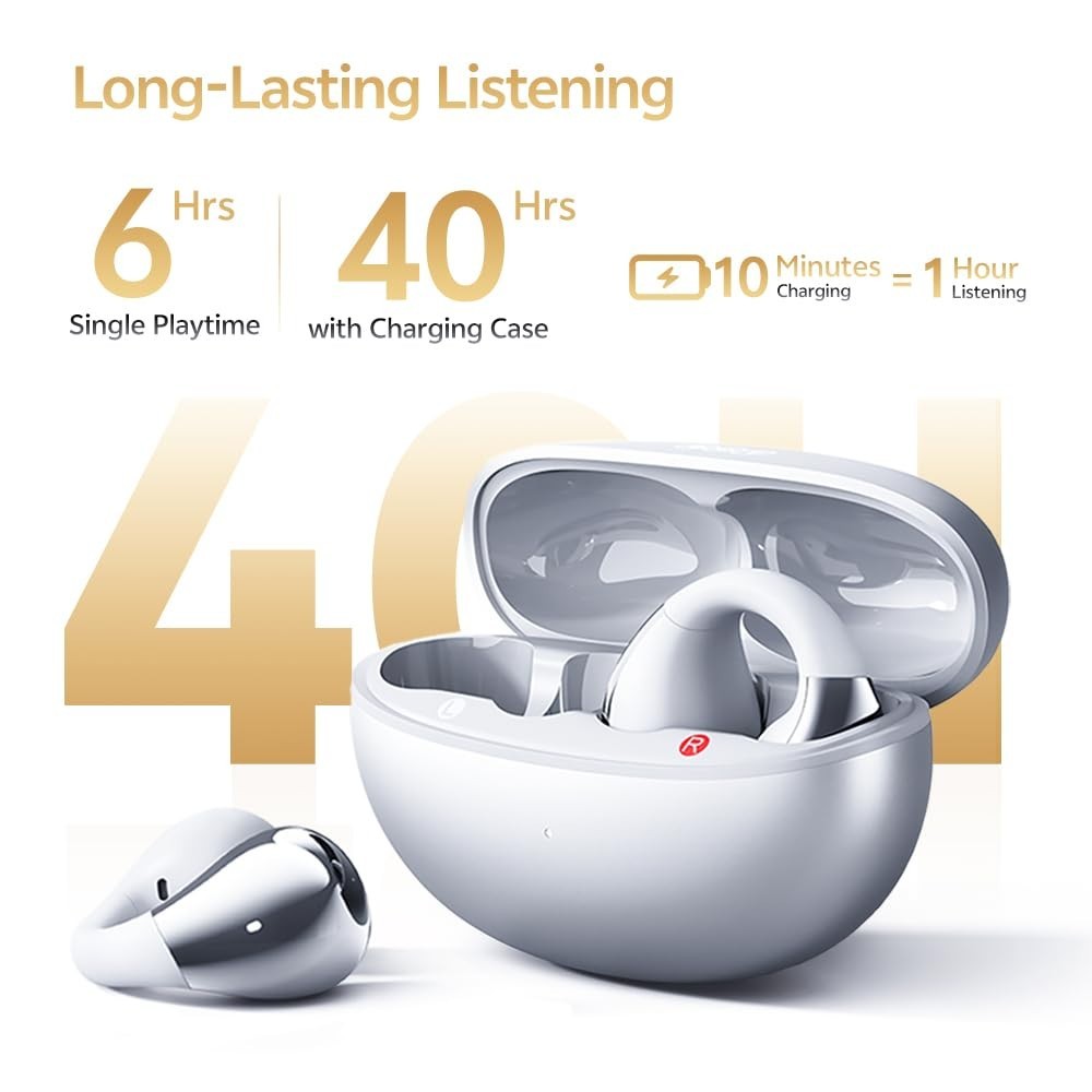 Wireless Open Ear Bluetooth Earbuds, Hi-Res Audio, Deep Bass, 40H Playtime, IPX5