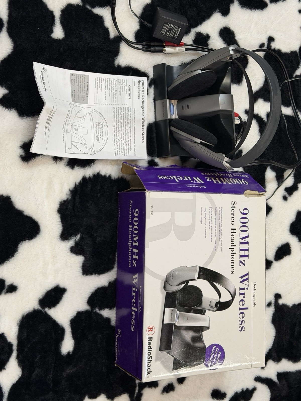 VTG Radio Shack 900MHZ Wireless Stereo Rechargeable Headphones 33-1196 –