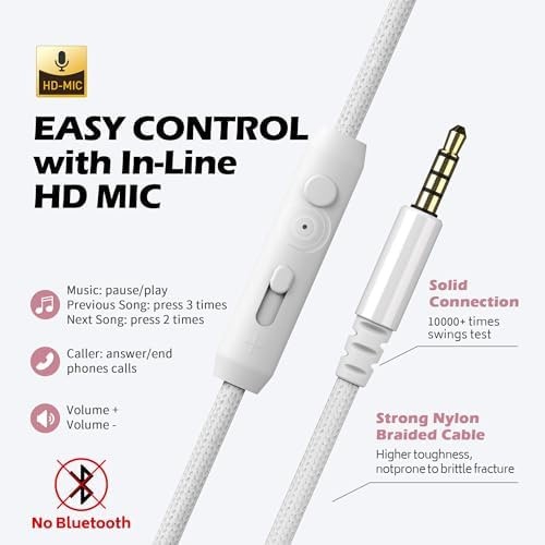 AILIHEN C8 Wired Headphones with Mic & Volume Control – Noise Isolating On-Ea…