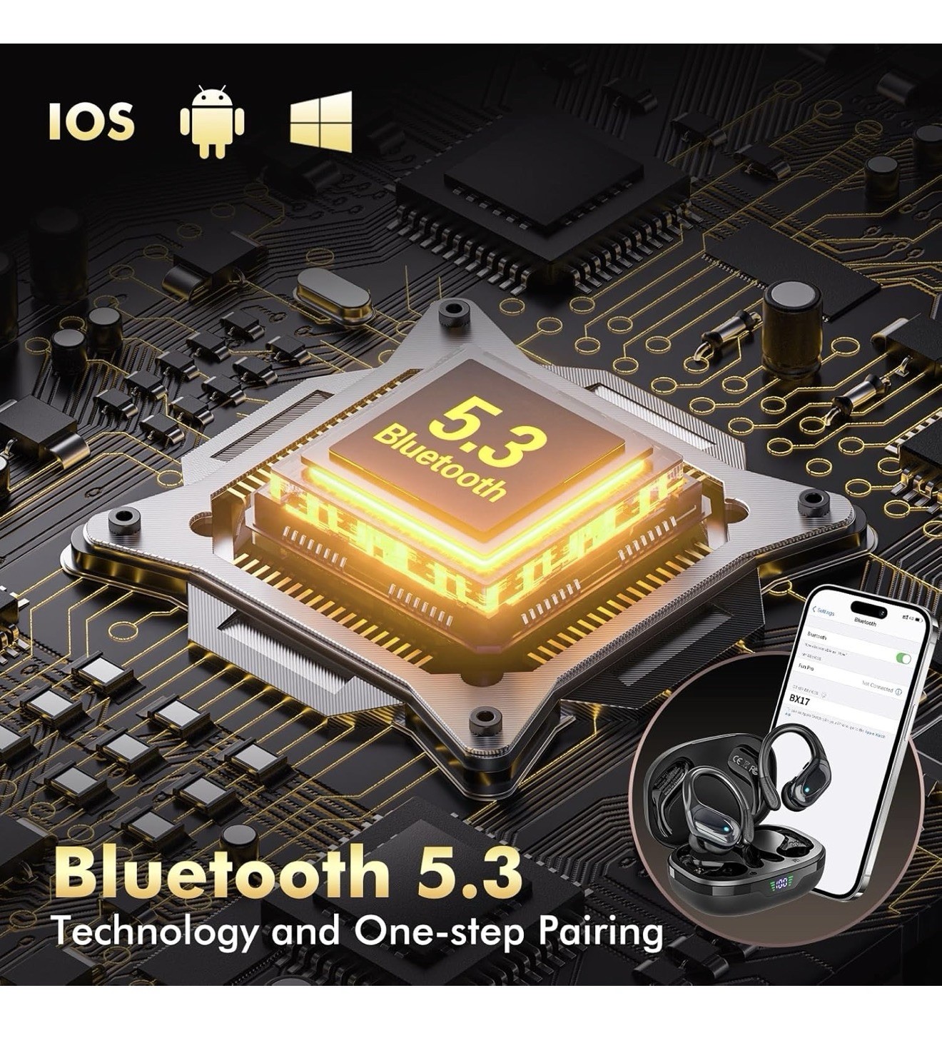 Wireless Earbuds, Sports Headphones, 80Hrs Playtime Buds with LED Power Display