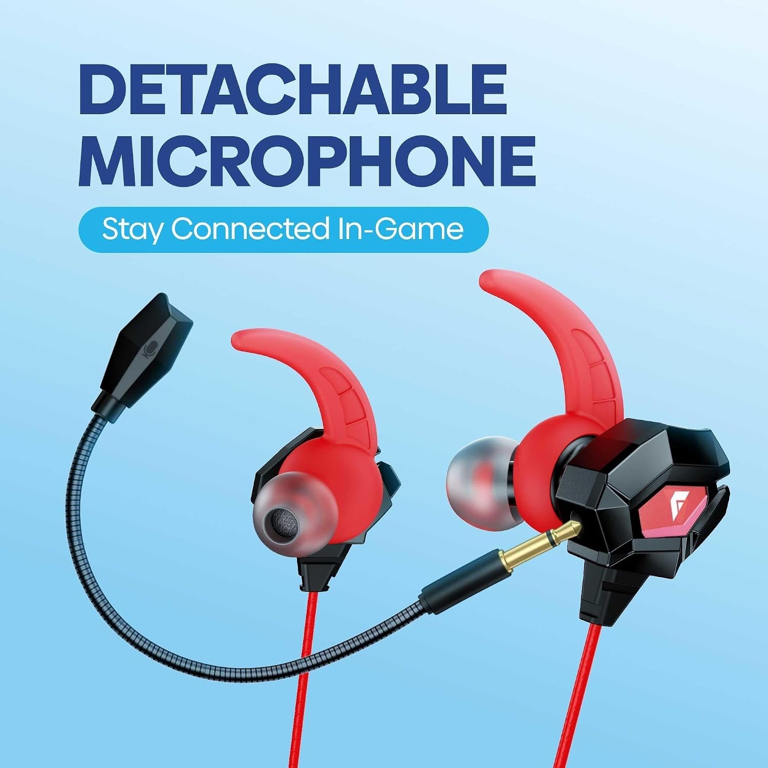 FASTER GH-1C USB-C Wired Gaming Earphones, Detachable Mic, 10mm Driver
