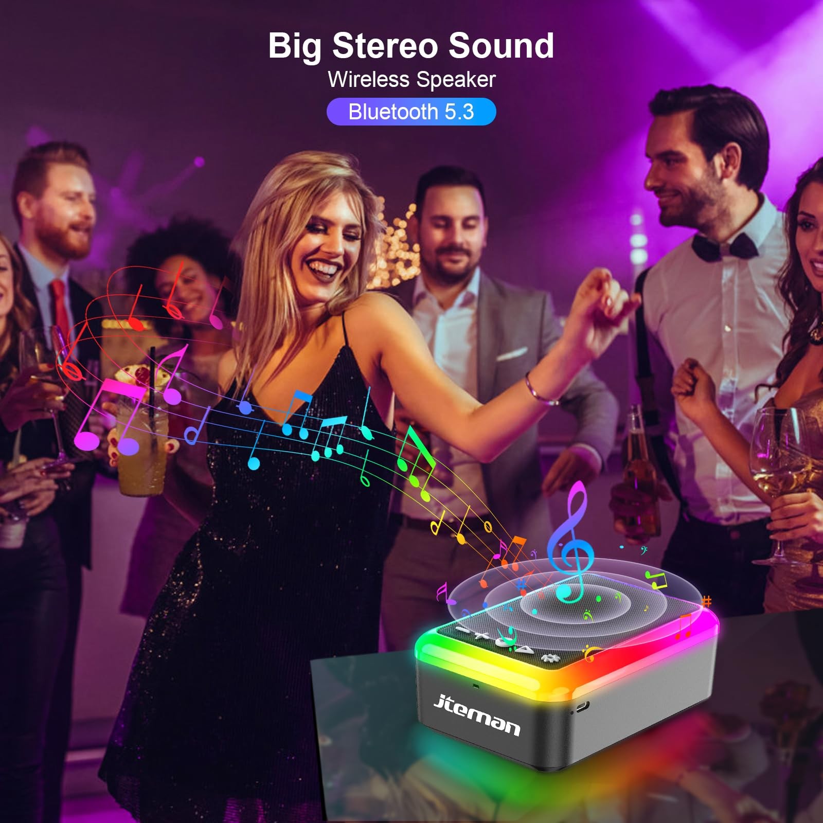 JTEMAN Gifts for Men Women, Cell Phone Stand with Bluetooth Speaker and Black