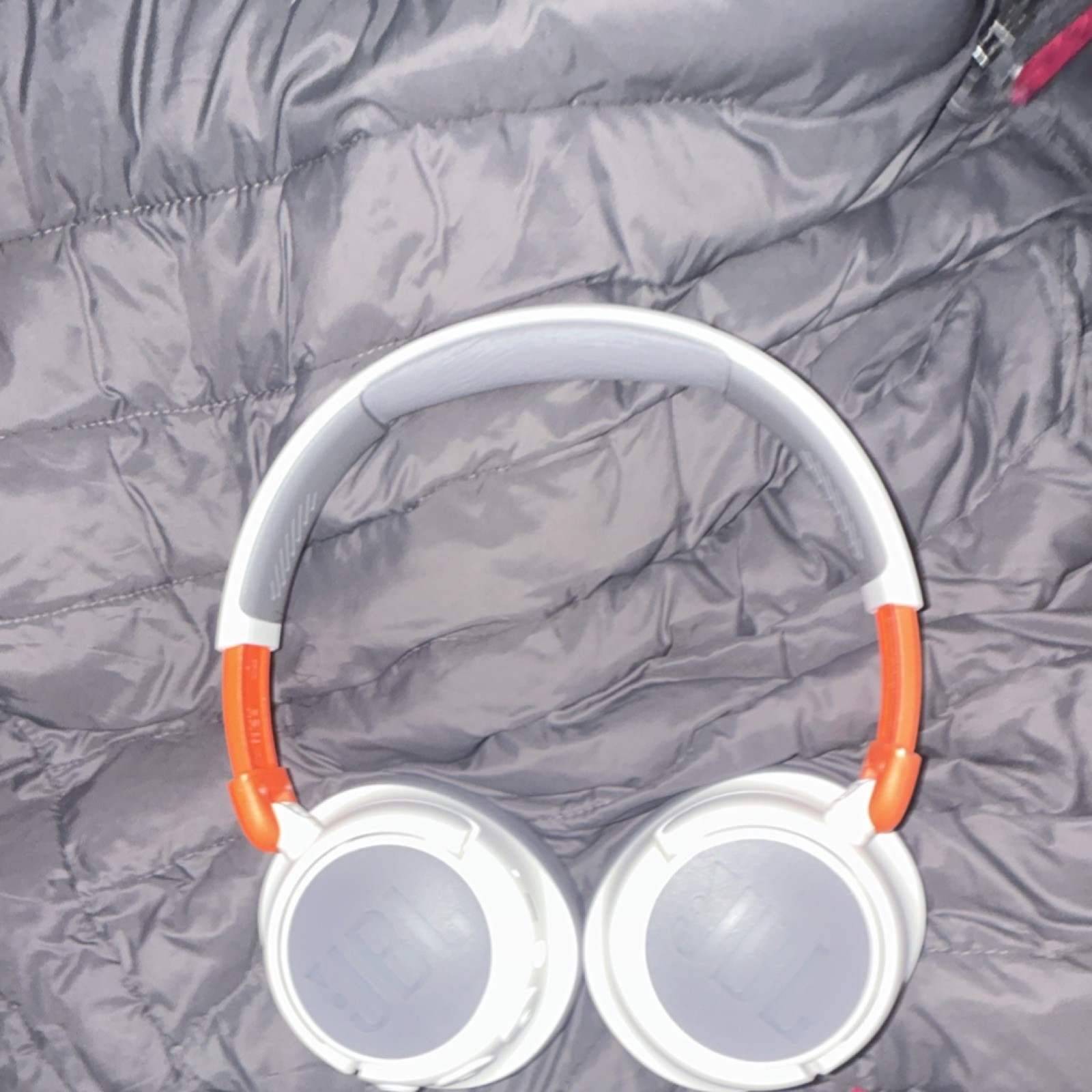 JBL Headband Ear-Pad Headphones White Orange Gray Double Earpiece