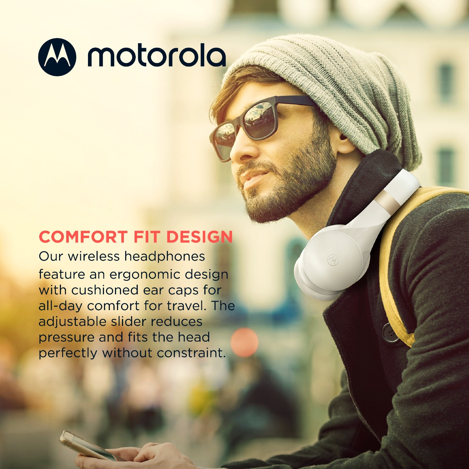 Motorola MOTO XT500+ Stylish Wireless Over-Ear Headphones with Noise Isolation