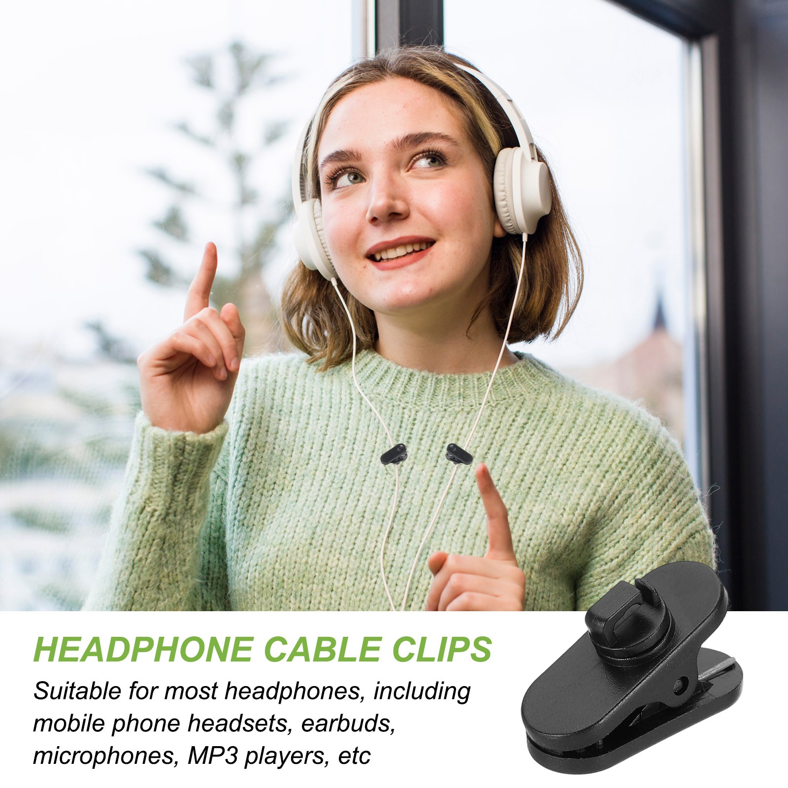 10 Pcs 360 Degree Rotate Headphone Wire Clip 0.94″x0.39″x0.59″ Black