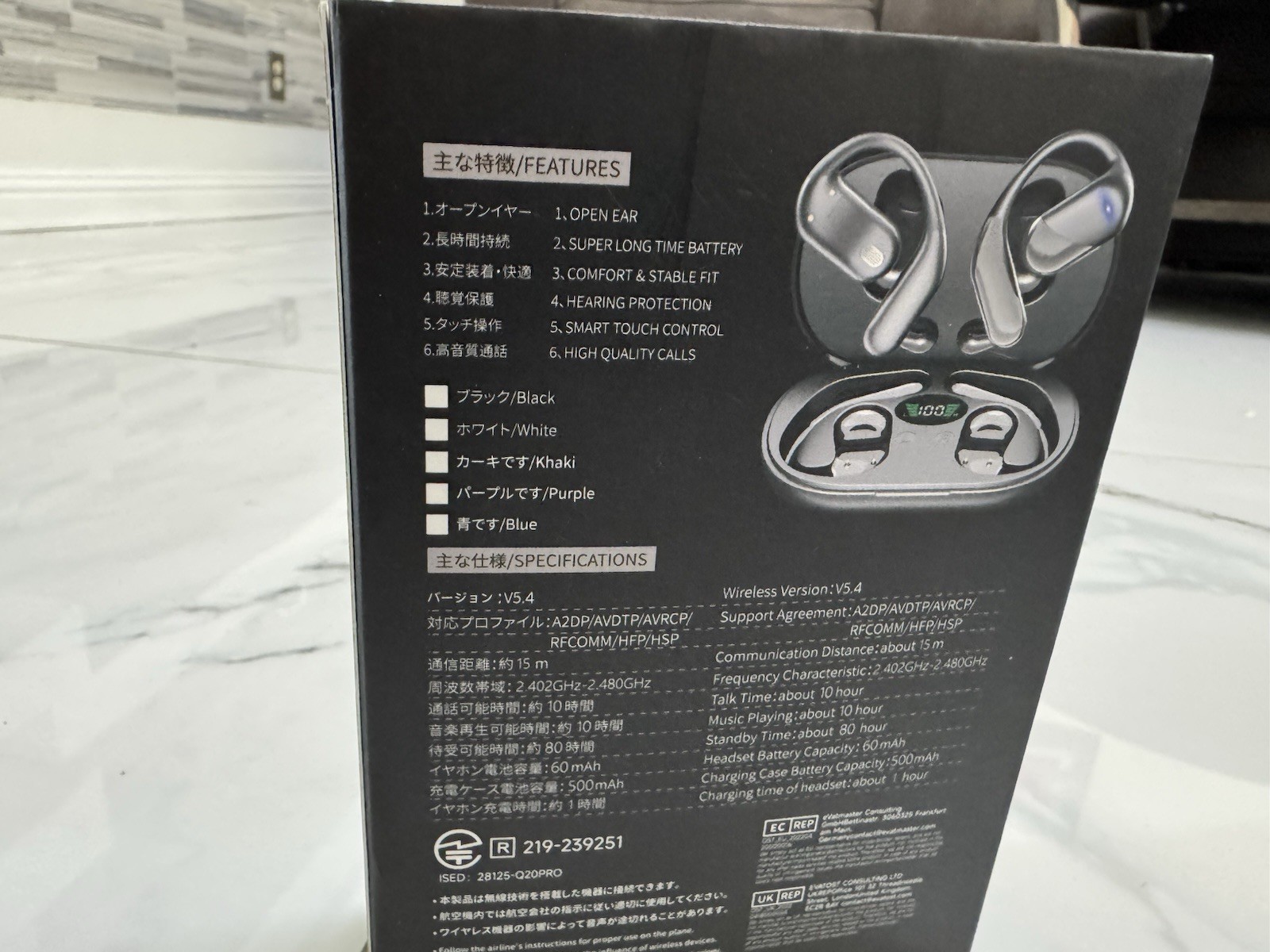 YYK-Q16 Open-Ear AI Translation Ear-hook Earbuds Bluetooth Wireless Black