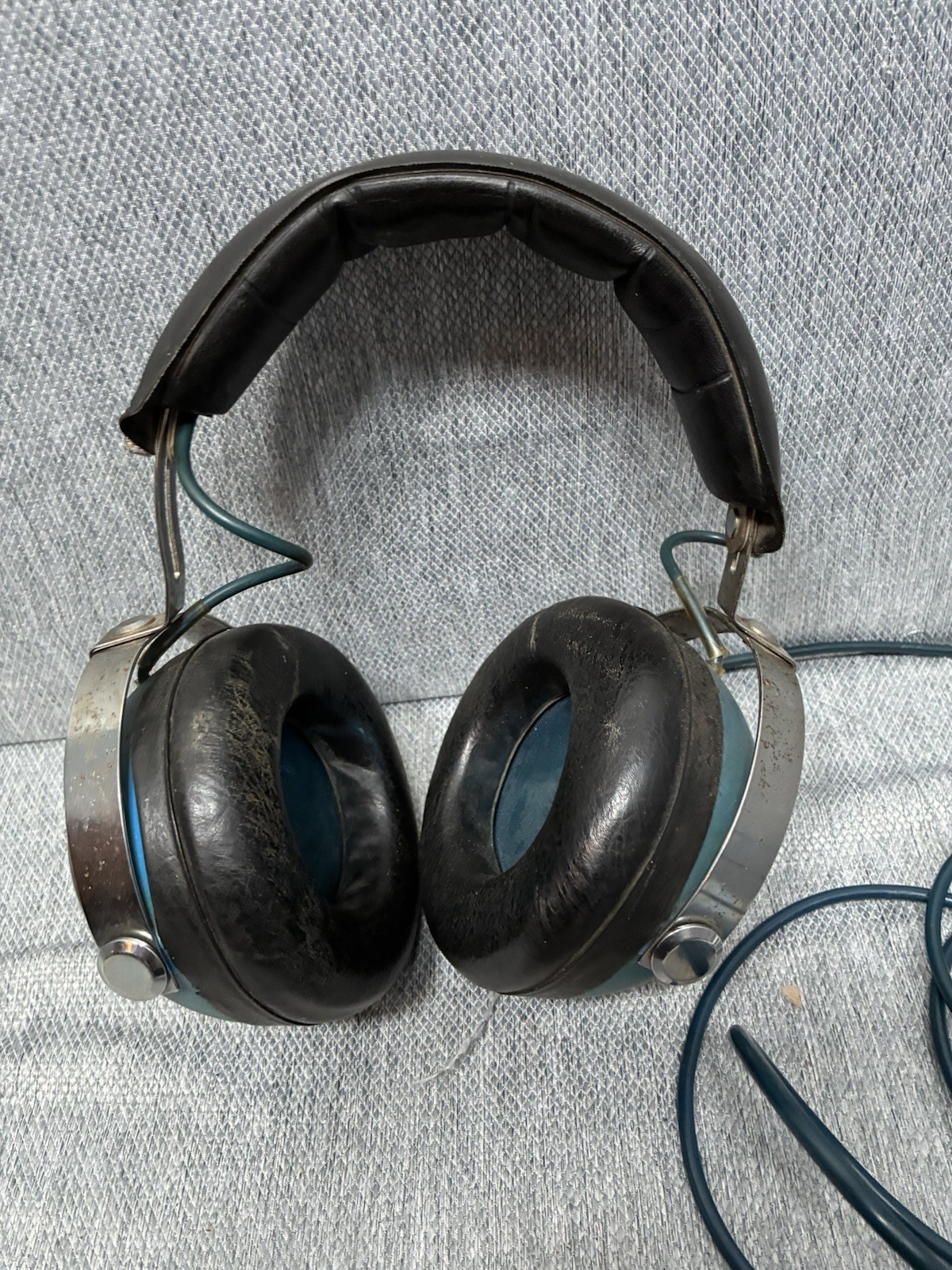 Vintage Stanton Dynaphase Forty Over Ear Headphones 1/4inch Plug Blue Silver