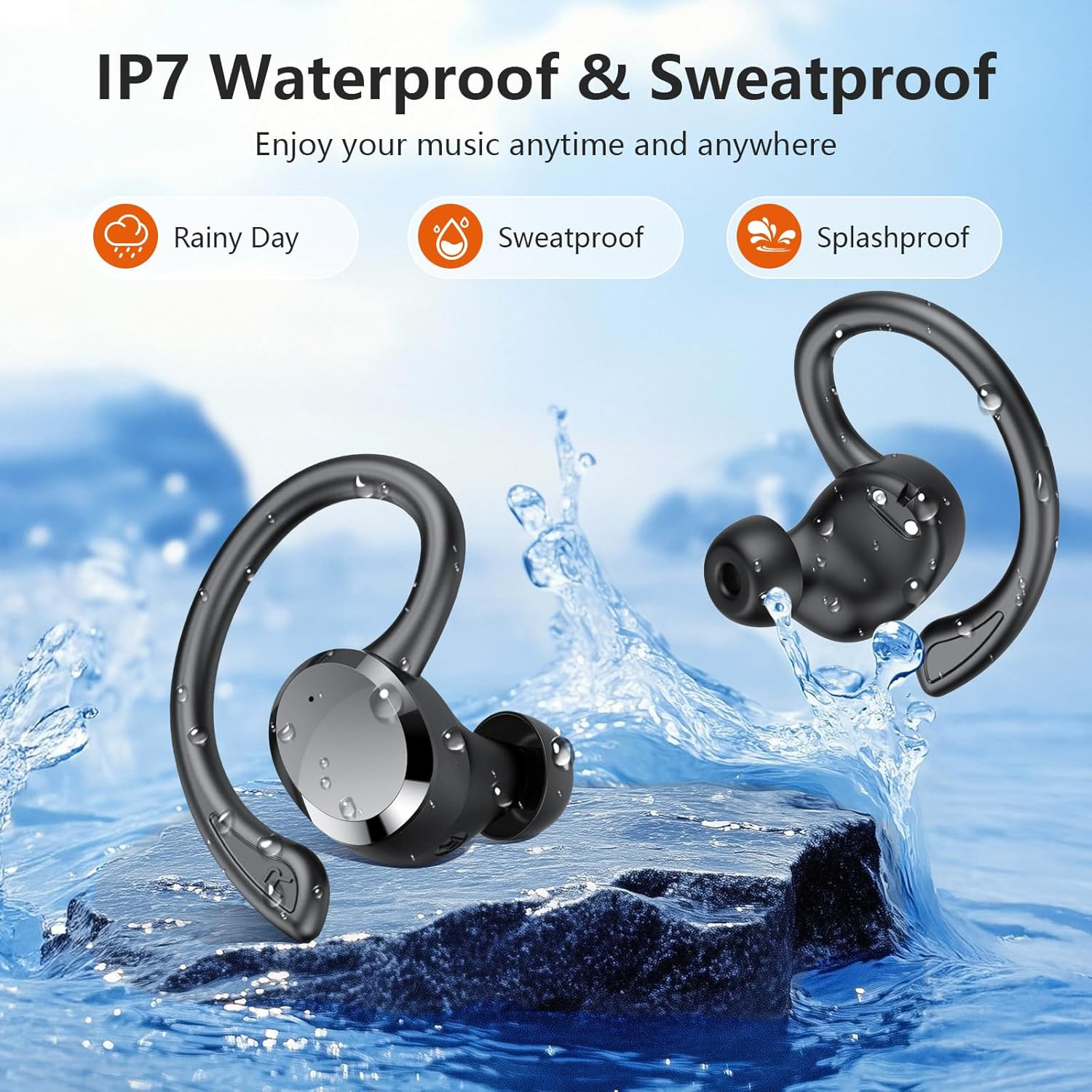 over Ear Earbuds with Hook, 2026 New Bluetooth 5.4 Sports Wireless Earbuds, 68Hr