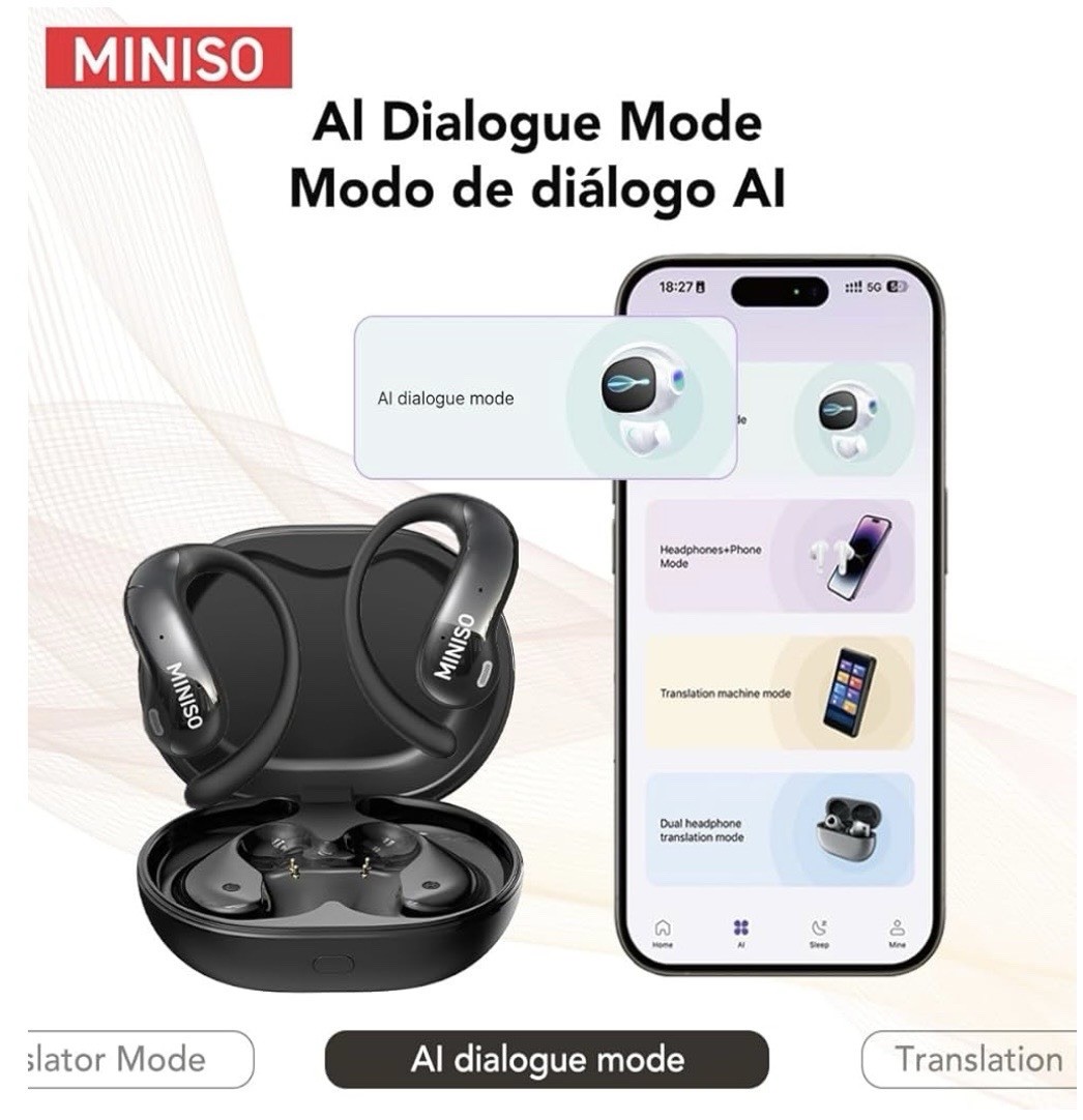 MINISO MS188 Wireless Earbud High Def Voice Open Ear AI 150 Language Translation