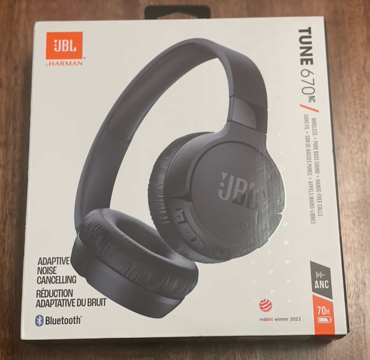 JBL by Harman Tune 670NC Bluetooth Headphones Adaptive Noise Cancelling Black
