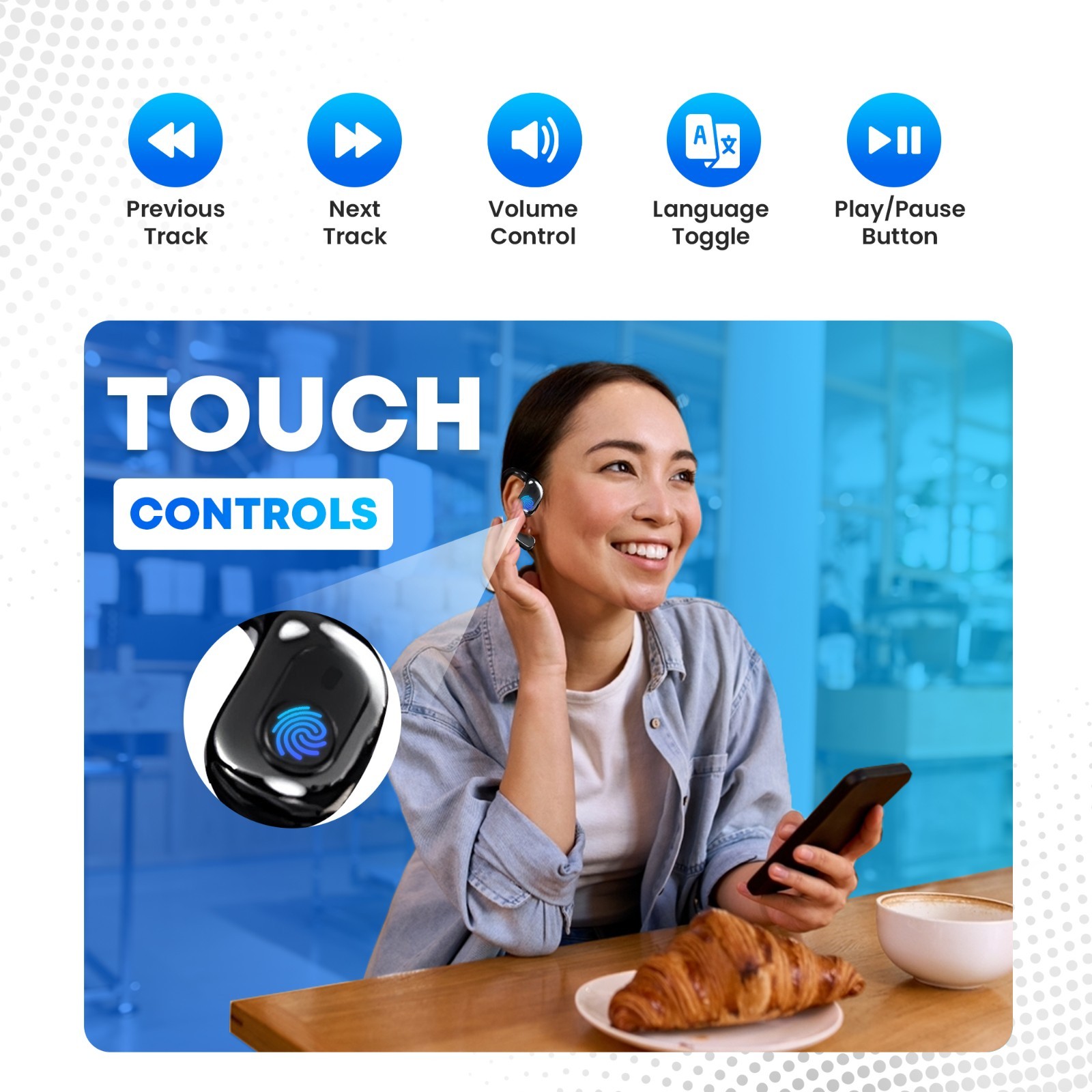 Translator Earbuds 144 Languages Real Time AI Voice Bluetooth Wireless