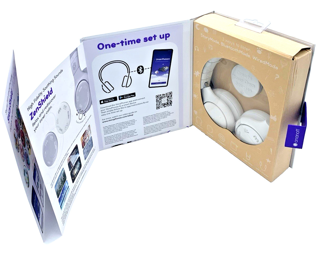 StoryPhones Kid’s Storytelling Headphones W/Bluetooth Wireless White New In Box