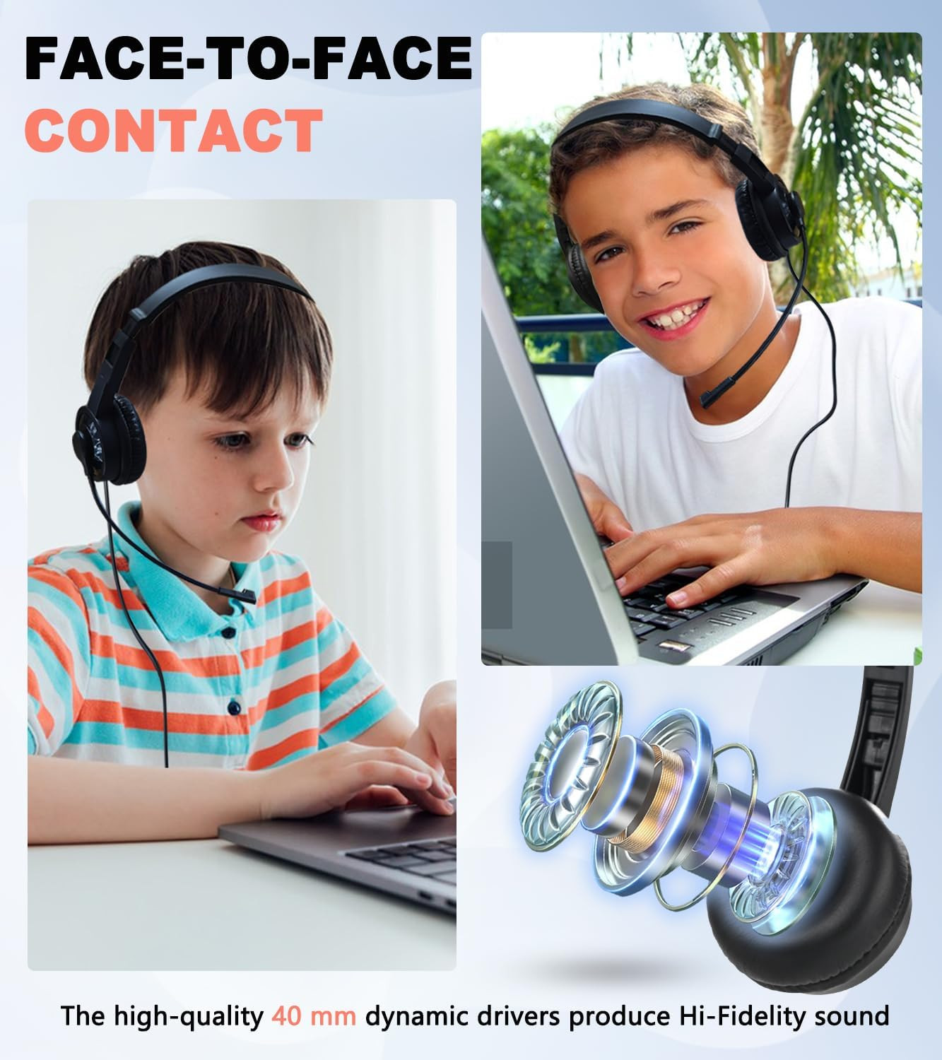 Classroom Headphones with Mic – 10 Pack, 6Ft Durable Wired Headsets
