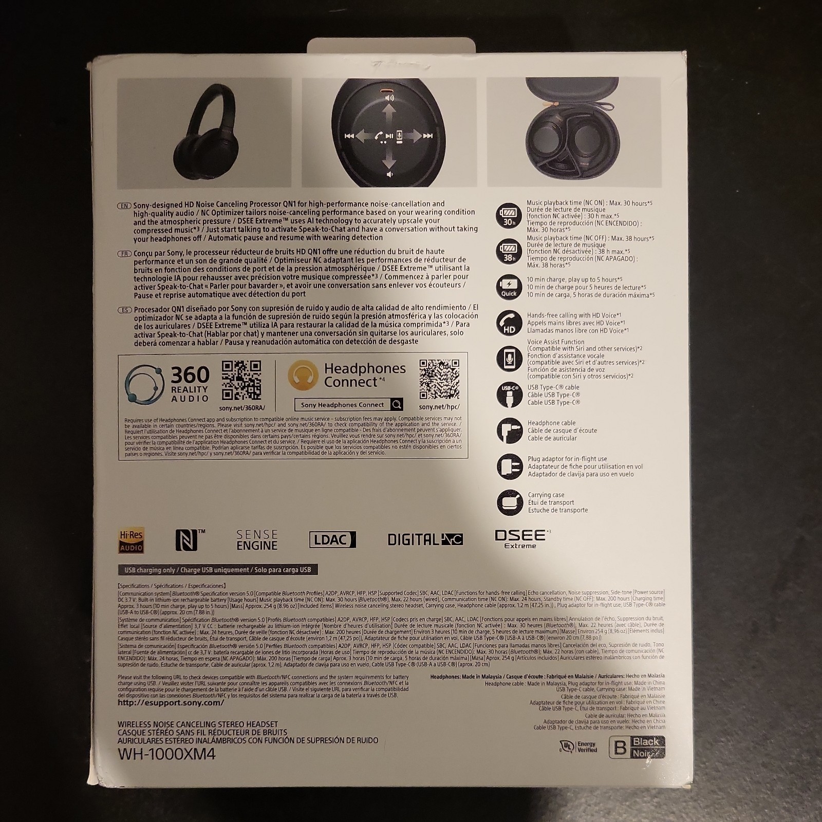 Sony WH-1000XM4 Over the Ear Wireless Headset – Black BOX ONLY
