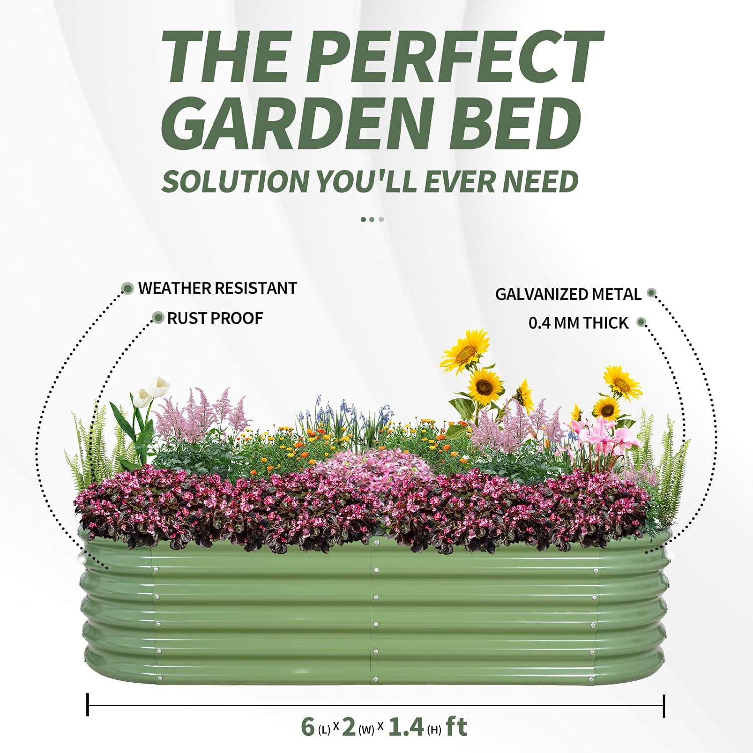 1MORE Galvanized Raised Garden Bed- Planter Garden Boxes Outdoor, Raised Beds fo