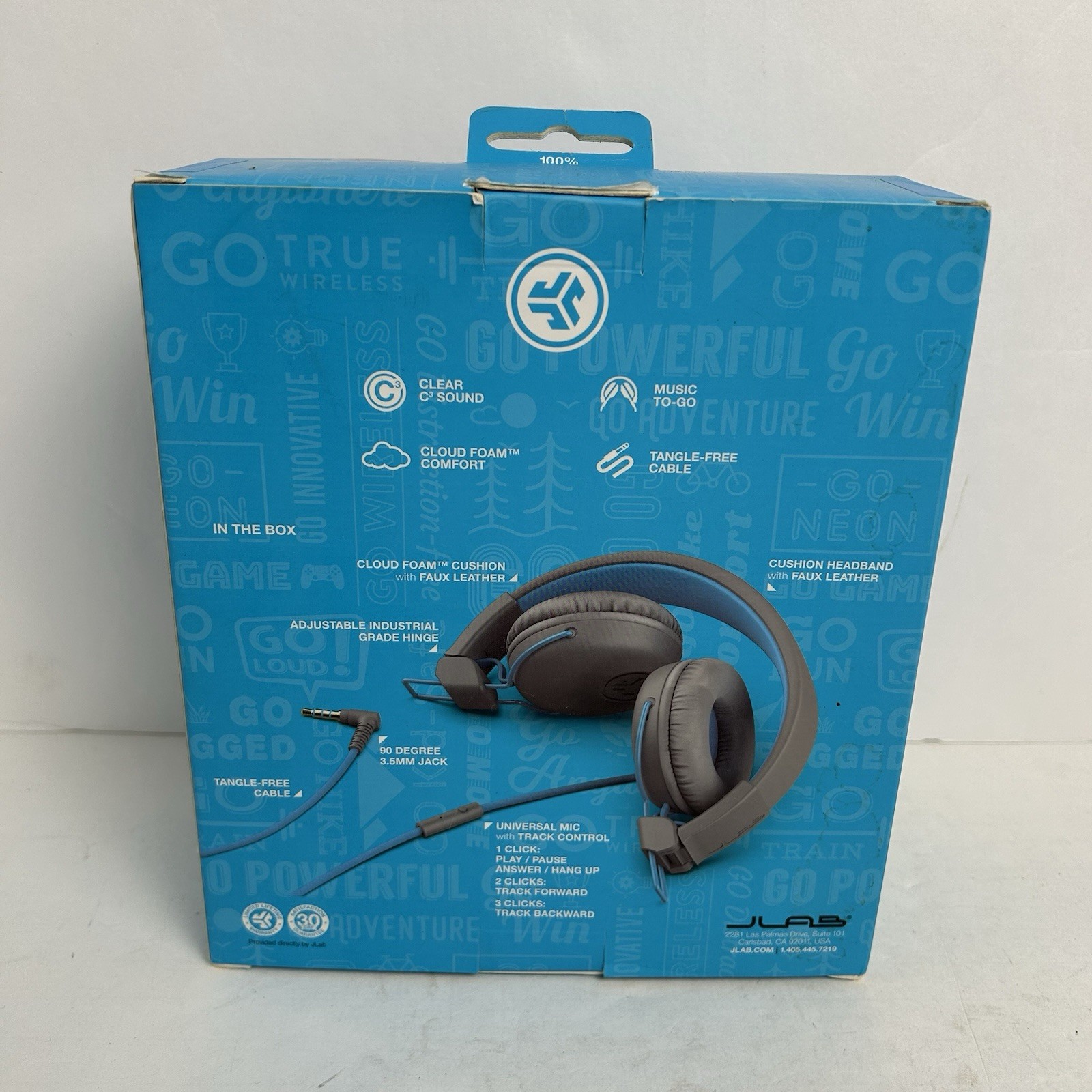 JLab HASTUDIORGRYBLU4 Audio Studio On-Ear Headphones – Wired Gray/Blue
