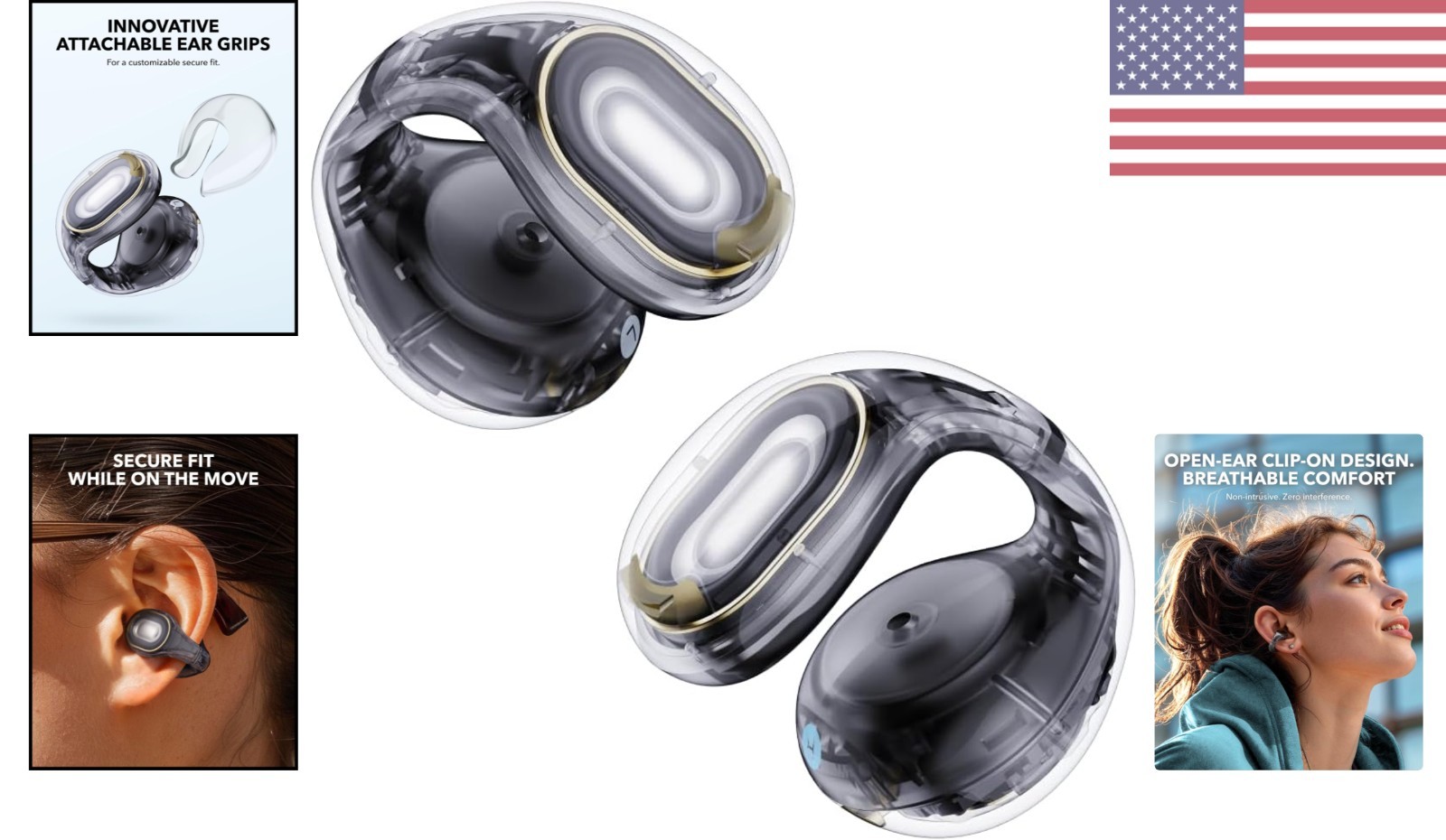 C30i Clip-On Headphones: Lightweight, Dynamic Sound, Ideal for Active Lifestyles